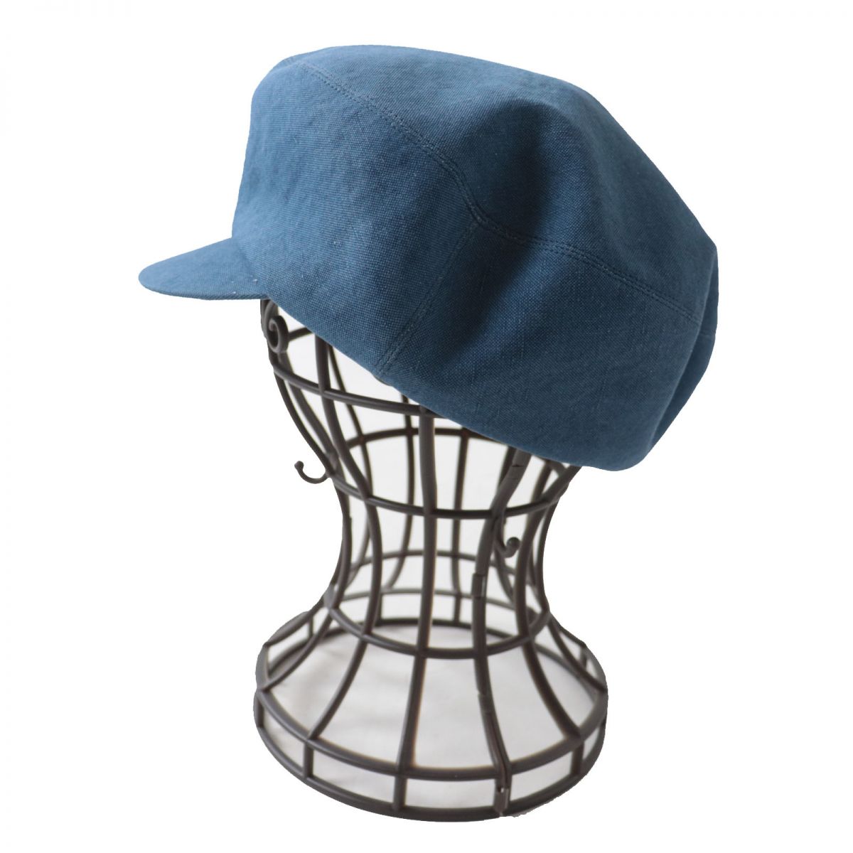 Hermes Linen Newsboy Cap Hat Blue