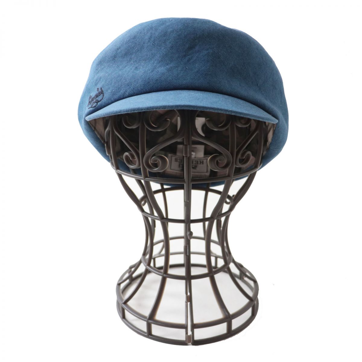 Hermes Linen Newsboy Cap Hat Blue