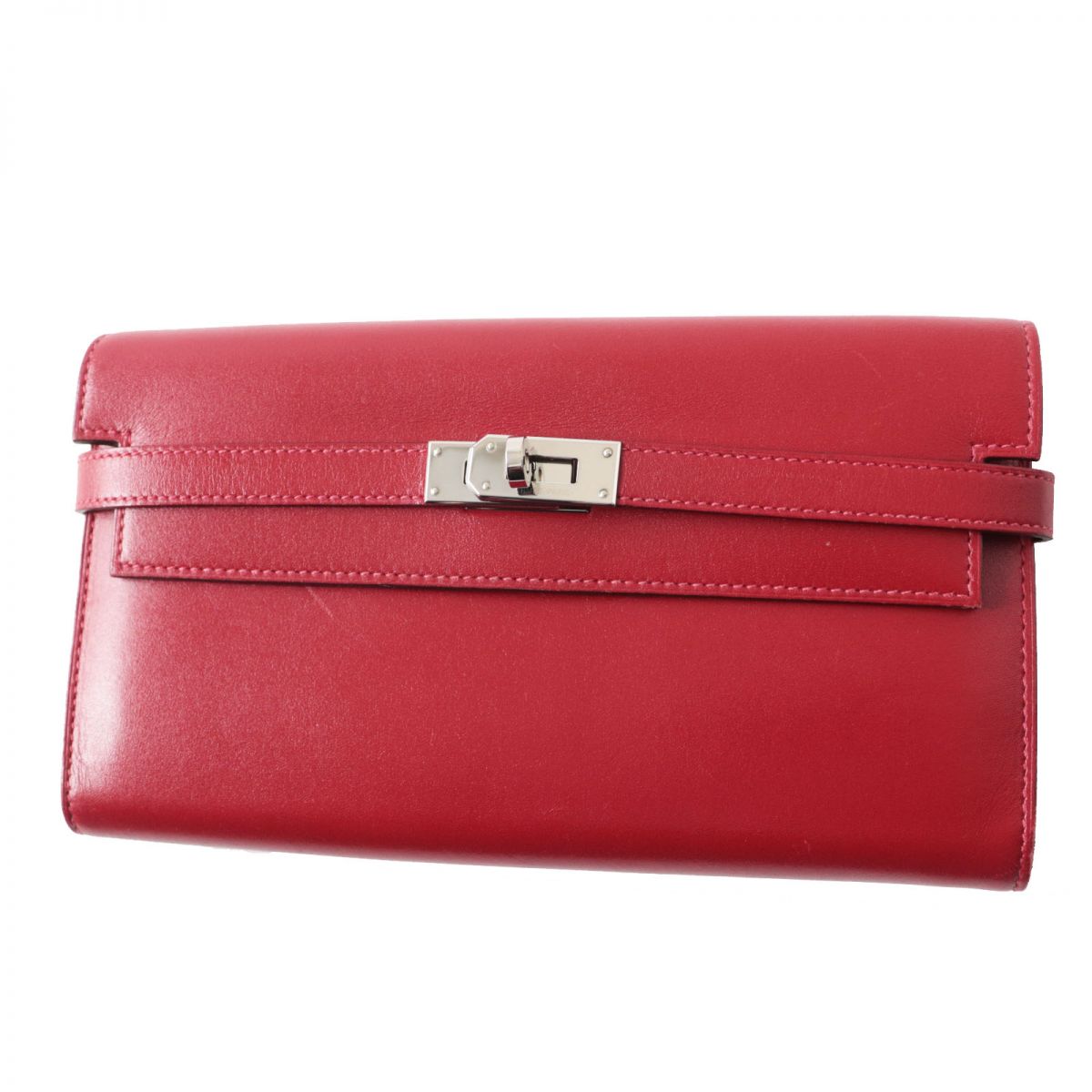 Hermes Kelly Wallet Box Calf Rouge Grenat