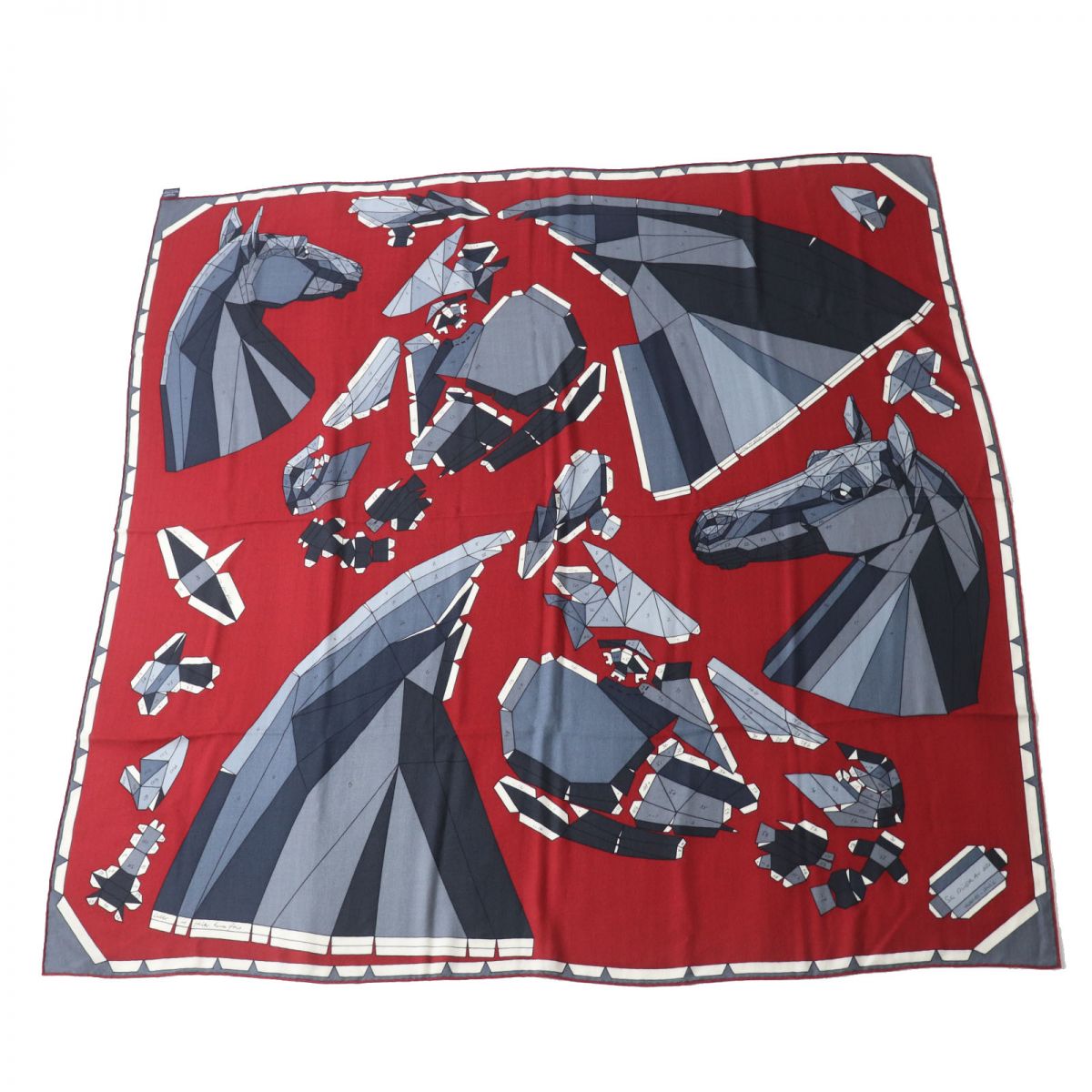 Hermes Cashmere Silk Shawl Red Gray