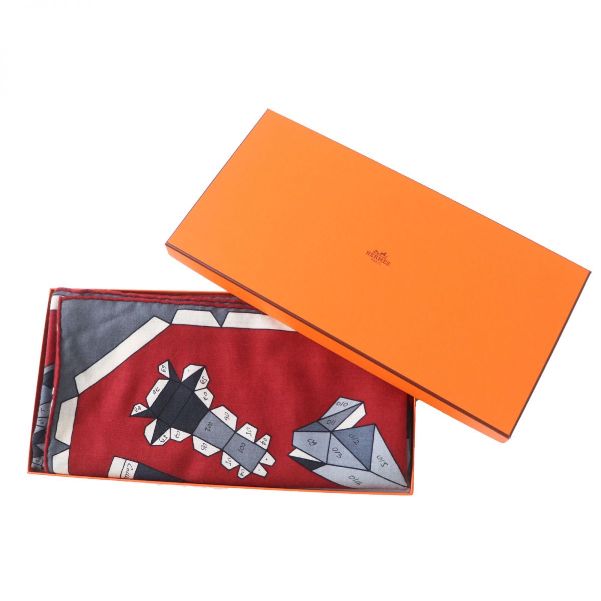 Hermes Cashmere Silk Shawl Red Gray