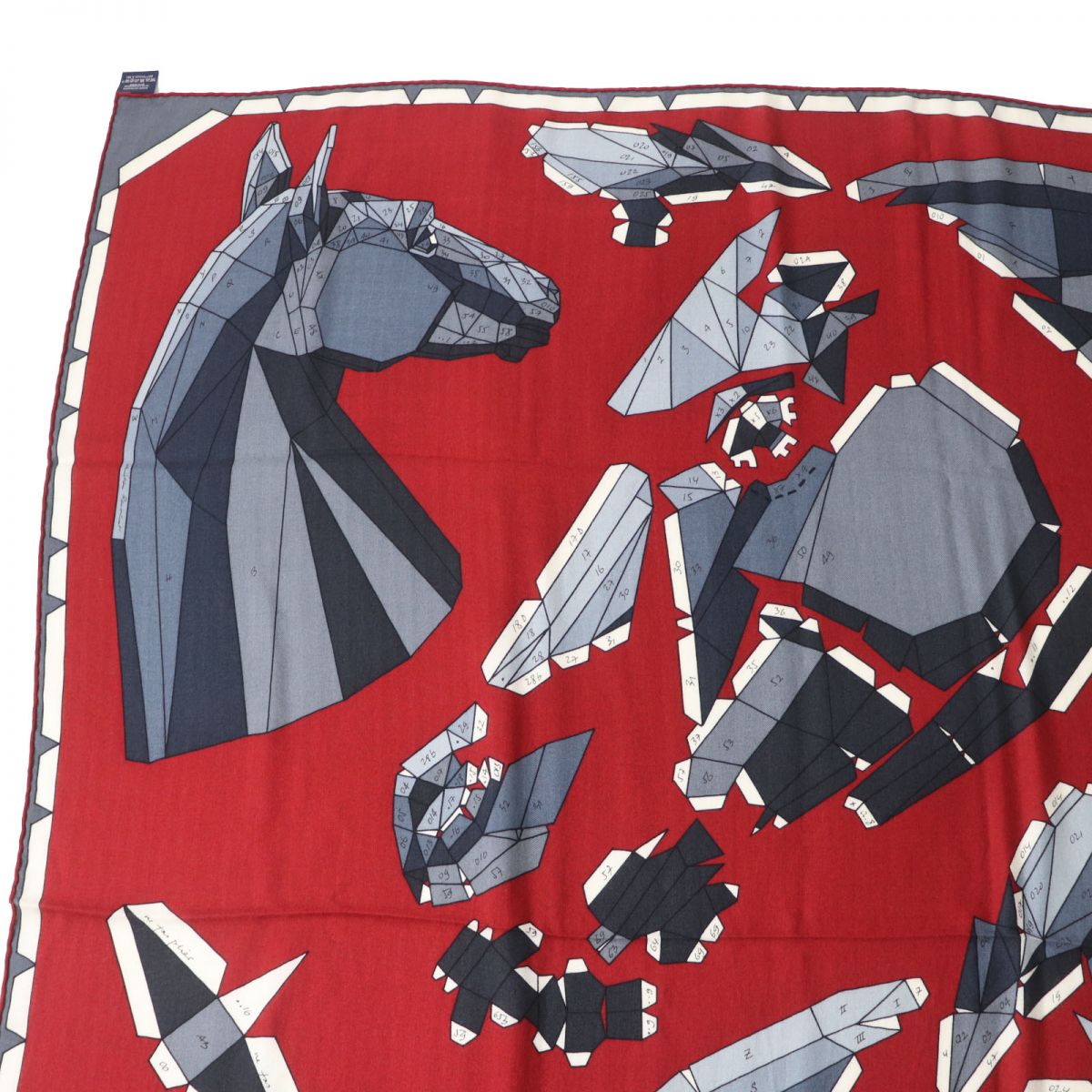 Hermes Cashmere Silk Shawl Red Gray