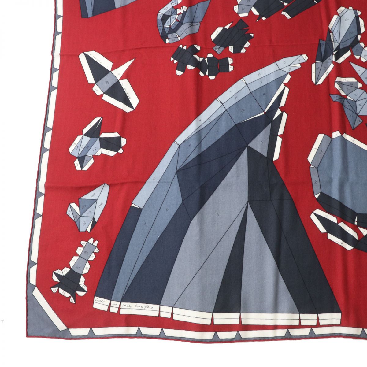 Hermes Cashmere Silk Shawl Red Gray