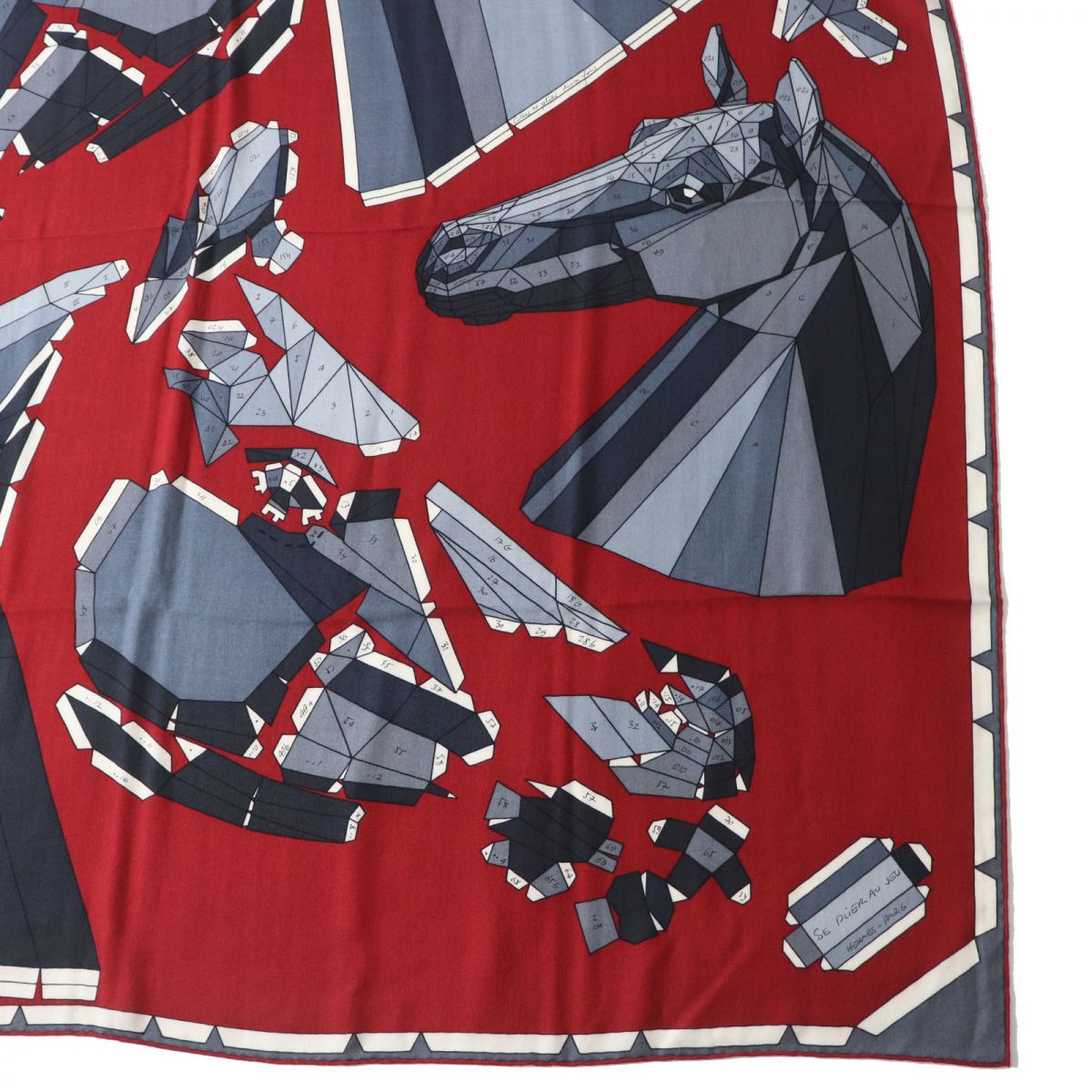 Hermes Cashmere Silk Shawl Red Gray