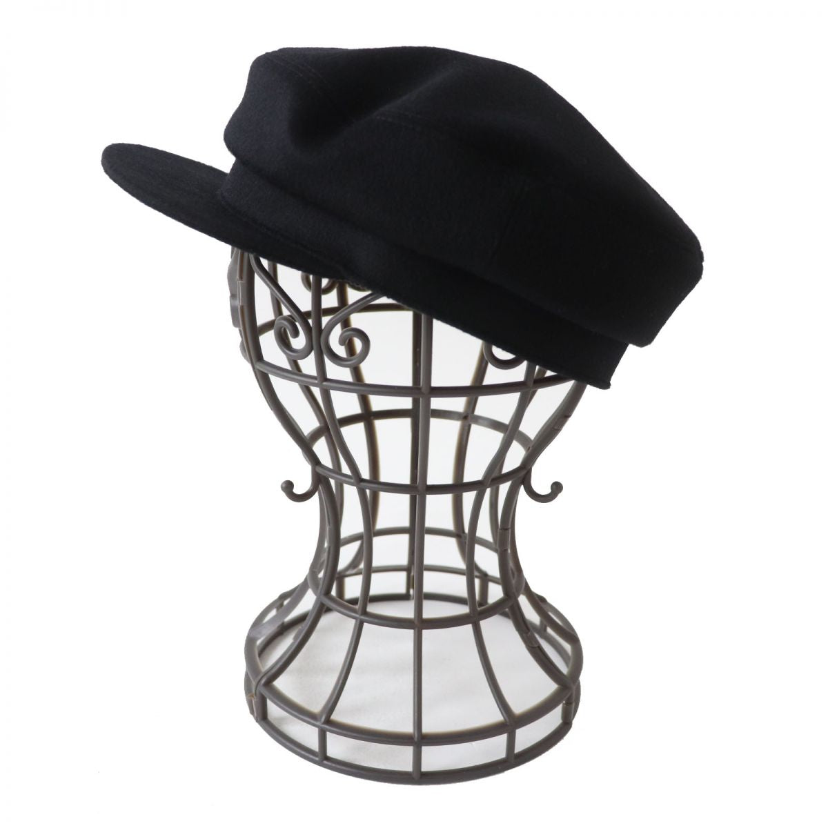 Hermes Cashmere Newsboy Cap Hat Black