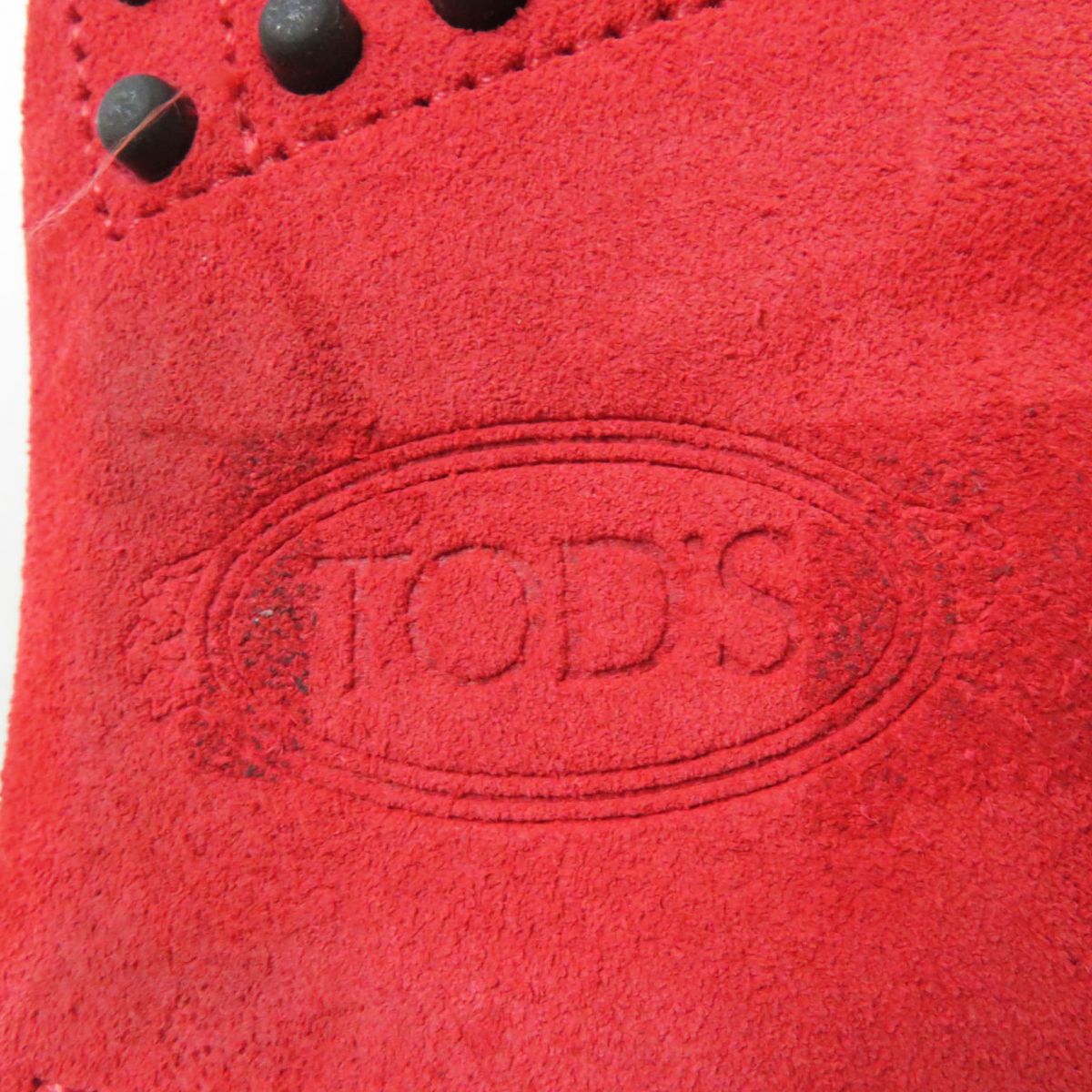 TODS Women's Suede Leather Loafers Red