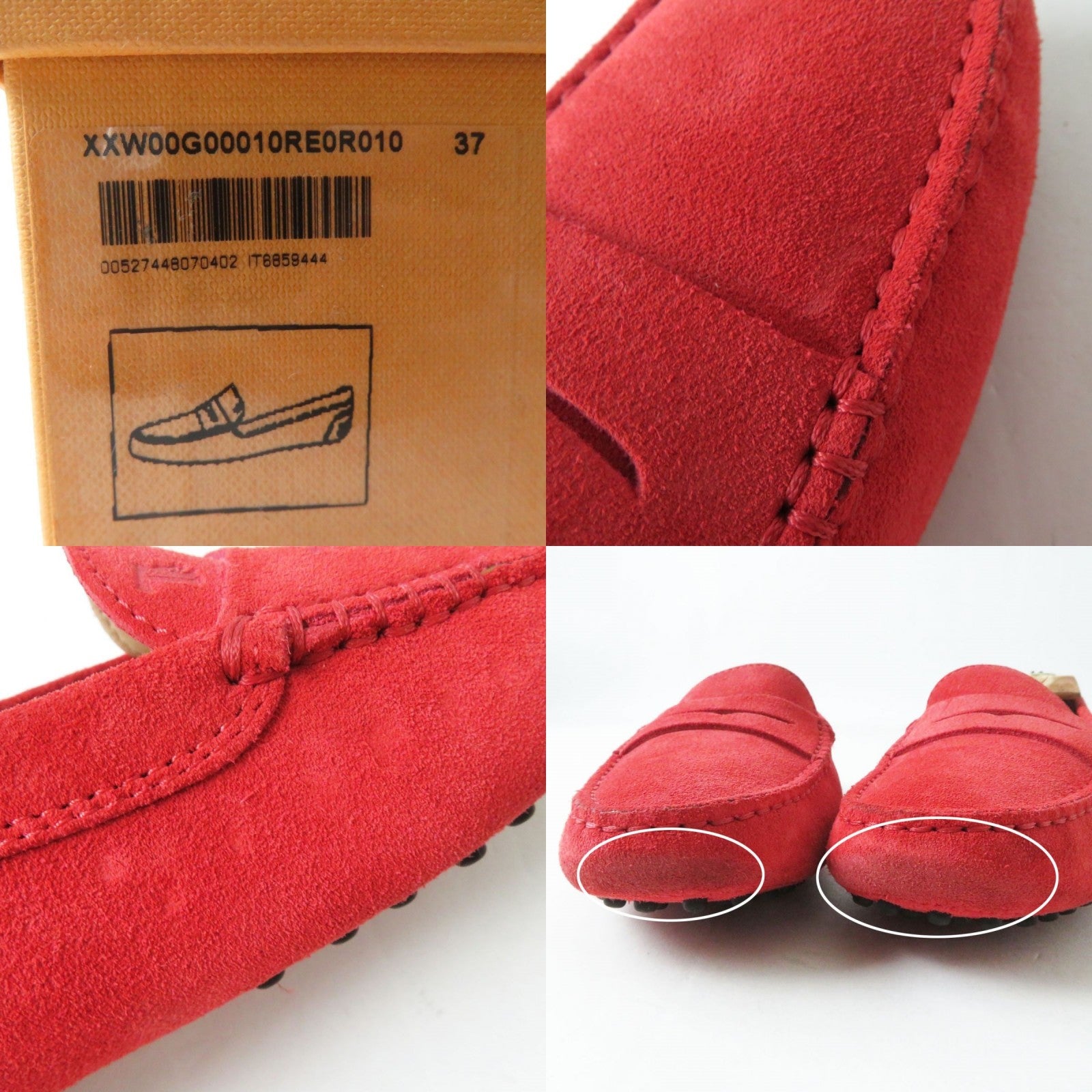 TODS Women's Suede Leather Loafers Red