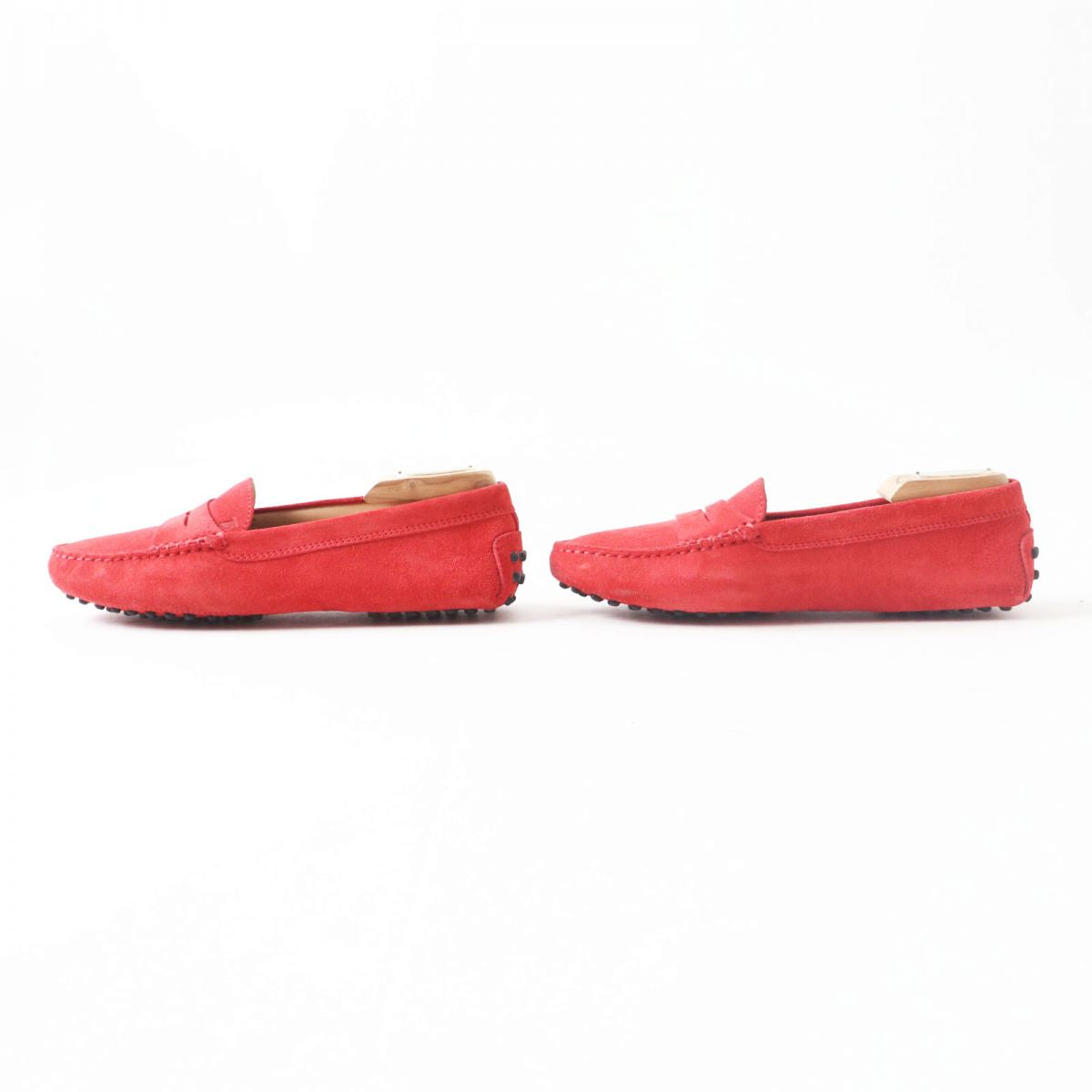 TODS Women's Suede Leather Loafers Red