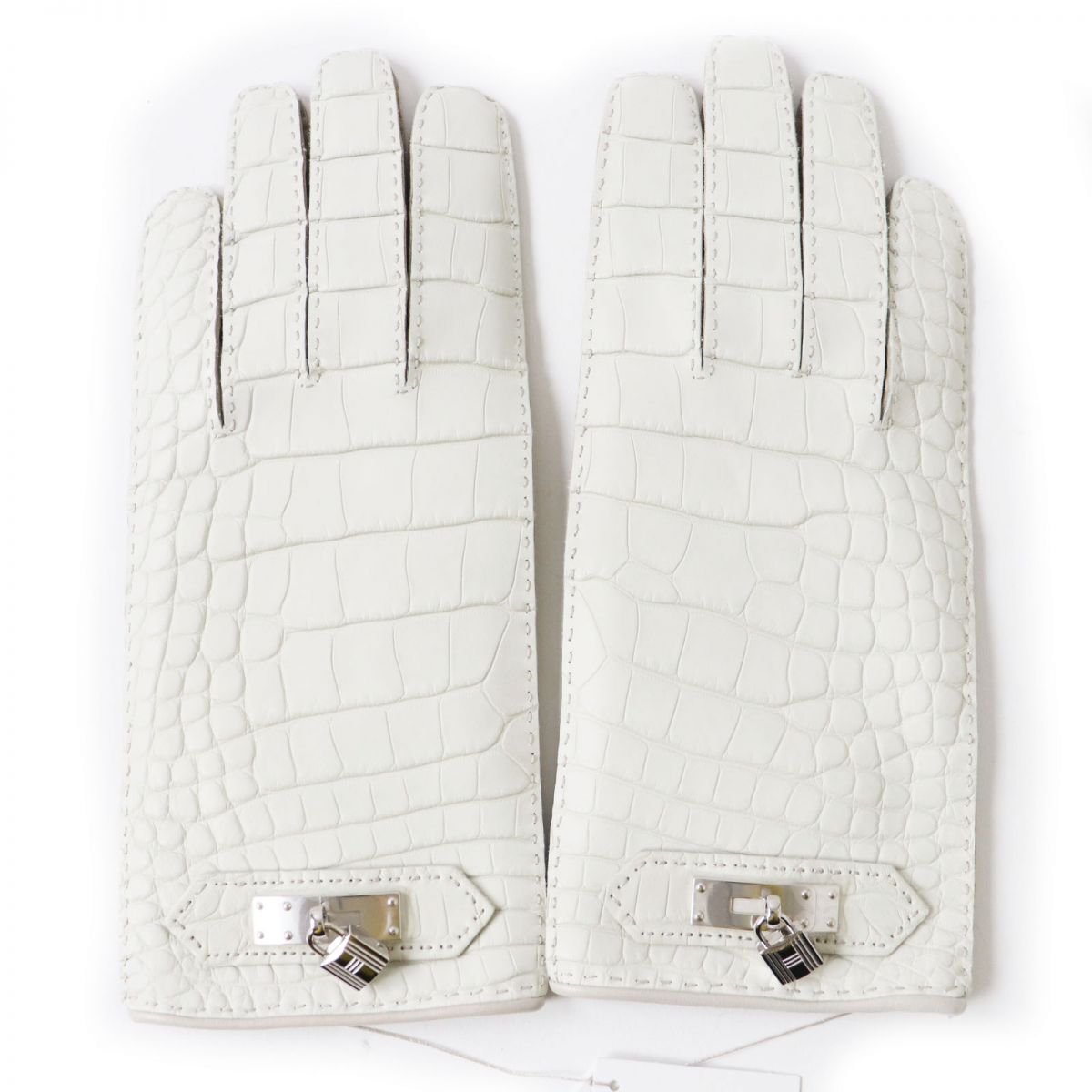 Hermes Crocodile Leather Padlock Gloves