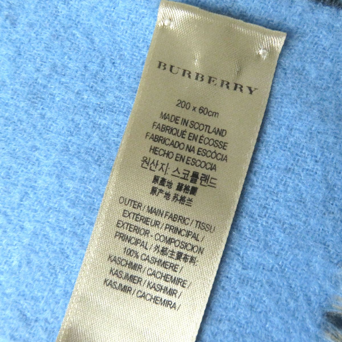 Burberry 100% Cashmere Shawl/Scarf Check