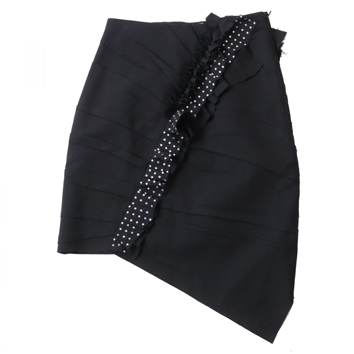 Saint Laurent Rhinestone Asymmetric Skirt Black