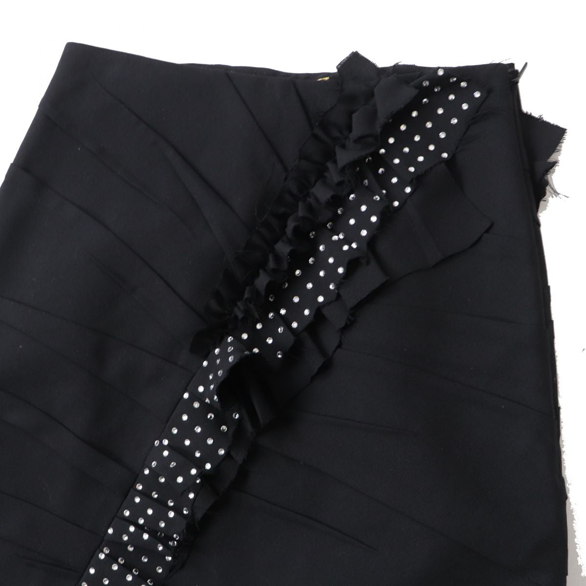 Saint Laurent Rhinestone Asymmetric Skirt Black