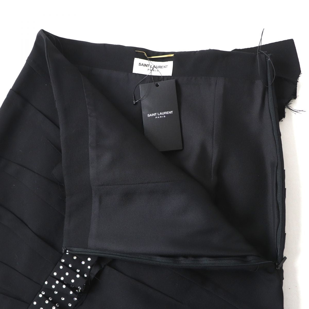 Saint Laurent Rhinestone Asymmetric Skirt Black