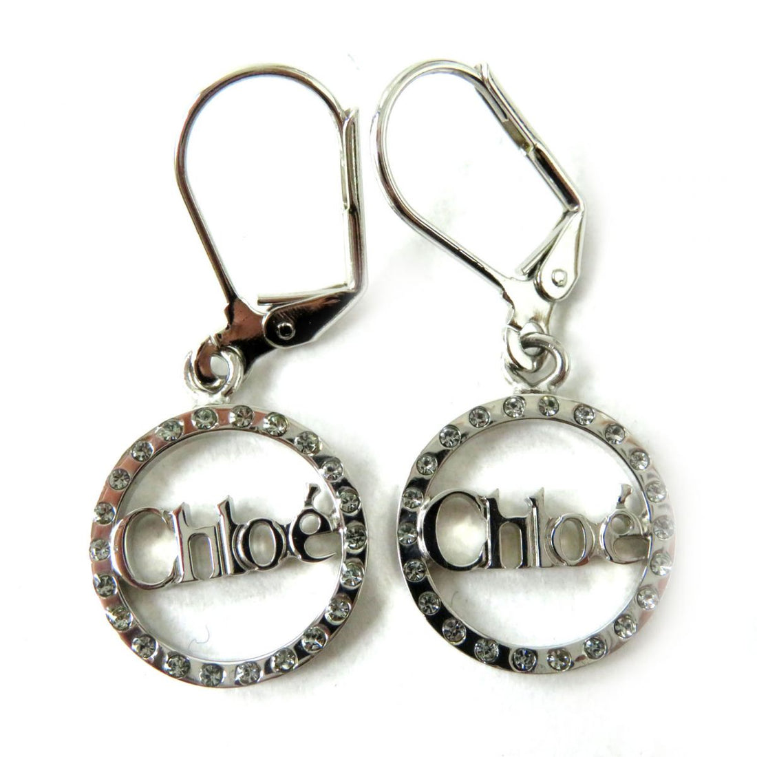 Chloe Silver Crystal Logo Earrings 2E0523 AK9