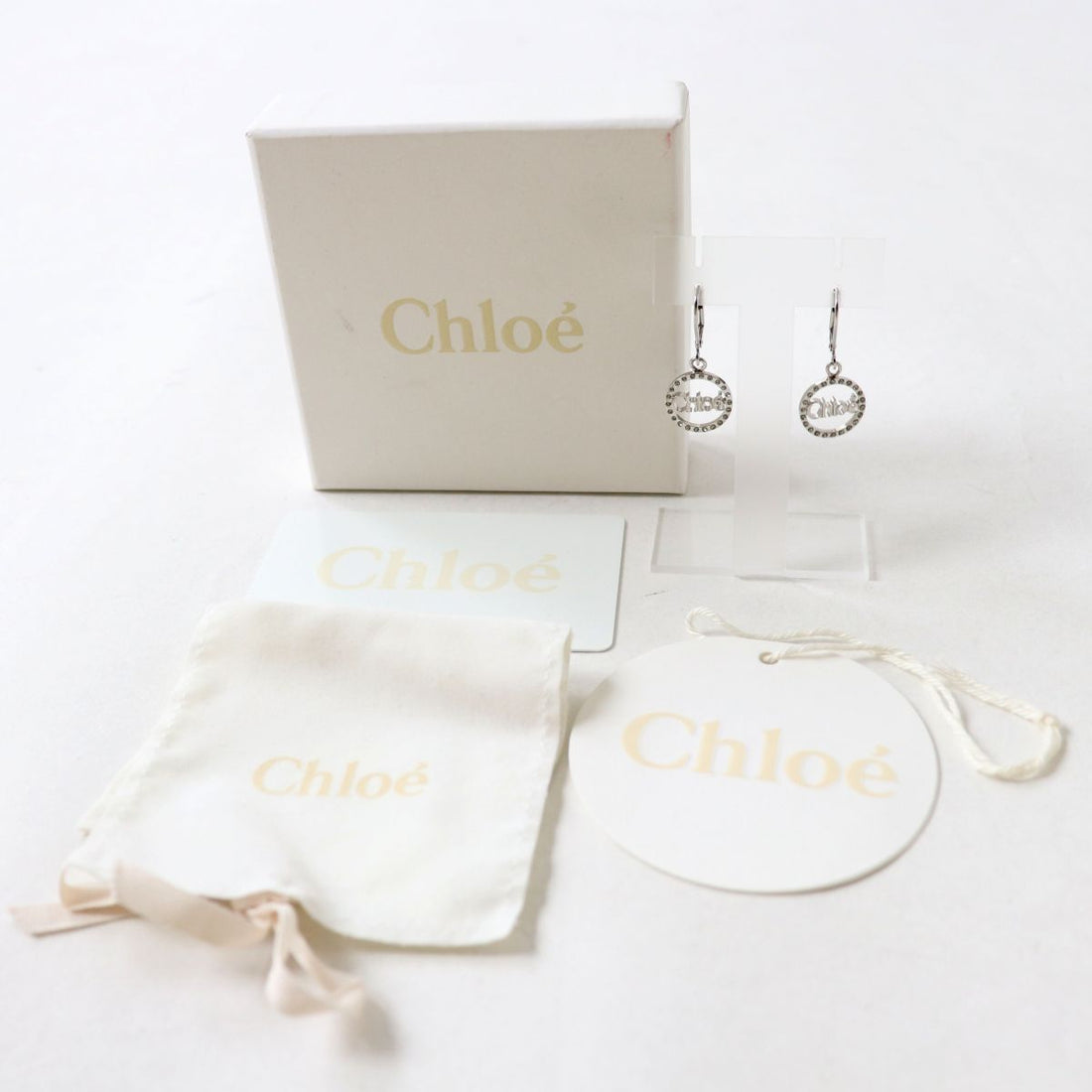 Chloe Silver Crystal Logo Earrings 2E0523 AK9