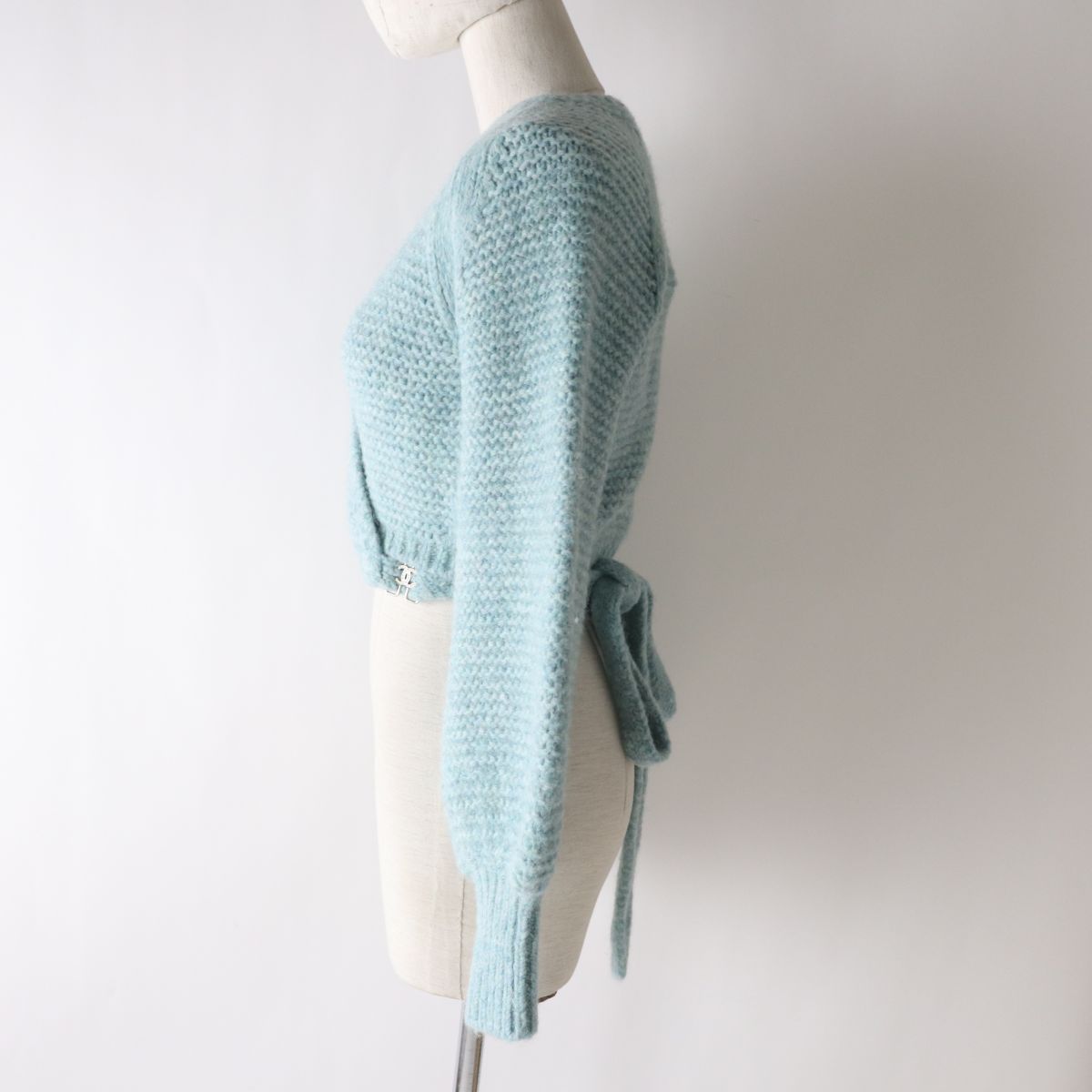 Chanel Alpaca Blend Knit Cardigan Light Blue