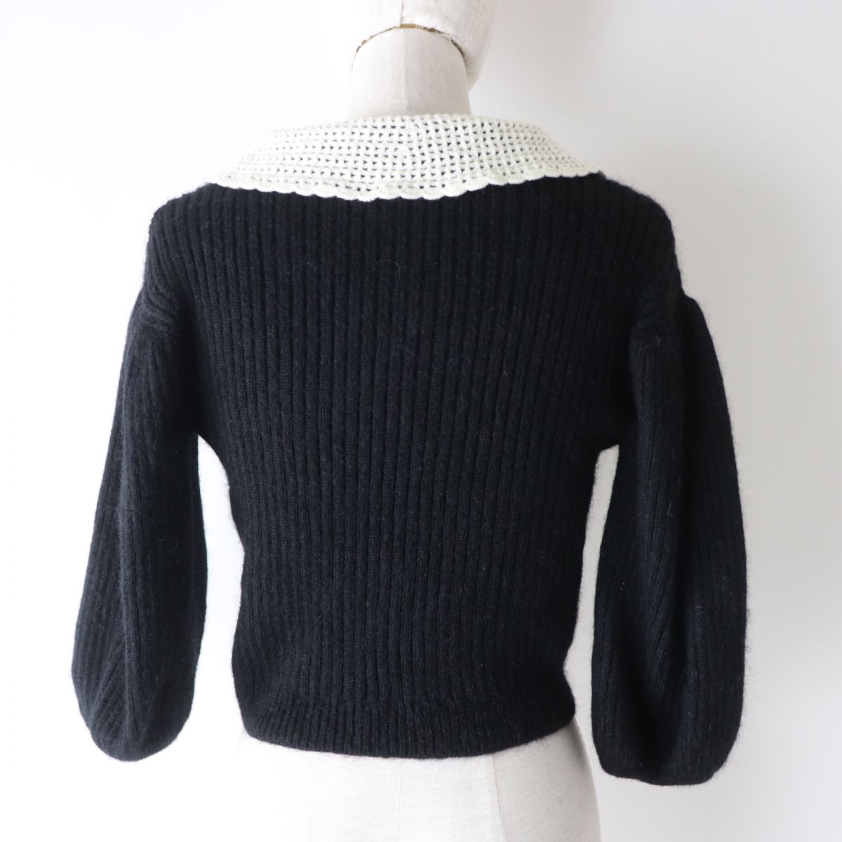 Miu Miu Cashmere Mohair Knit Cardigan Black White