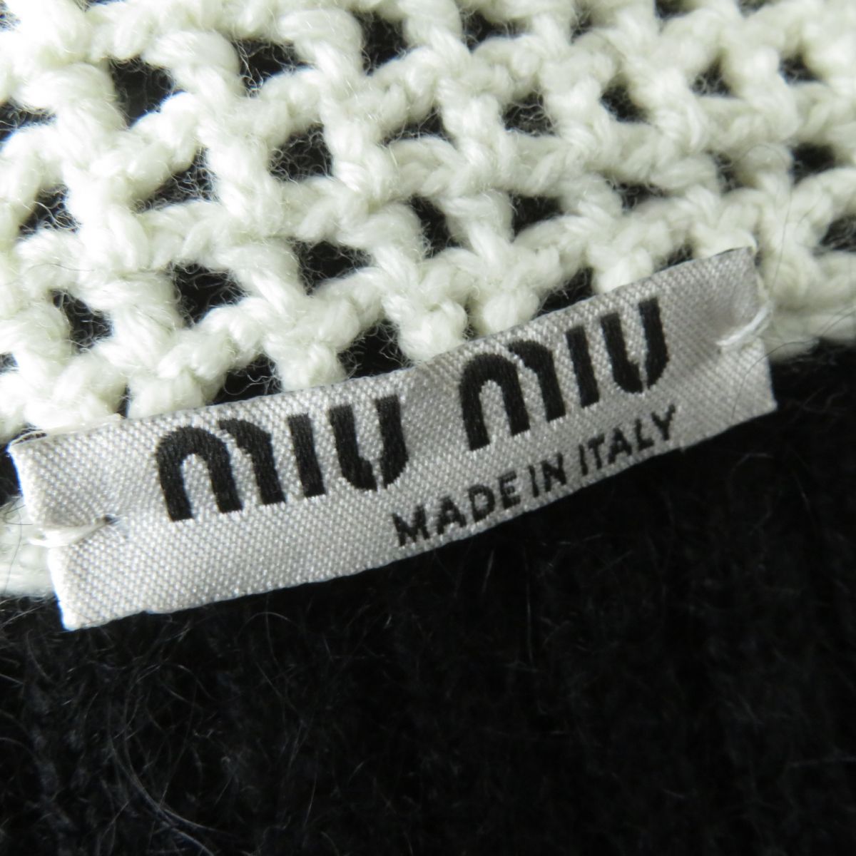 Miu Miu Cashmere Mohair Knit Cardigan Black White