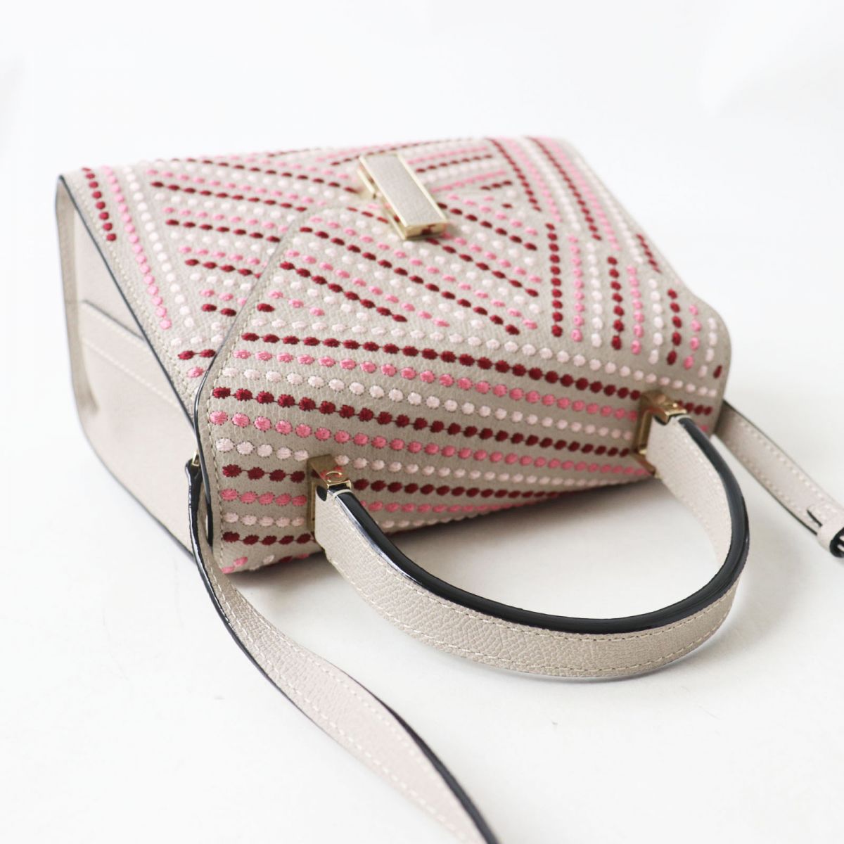 Valextra Mini Iside 2WAY Bag Gray/Pink