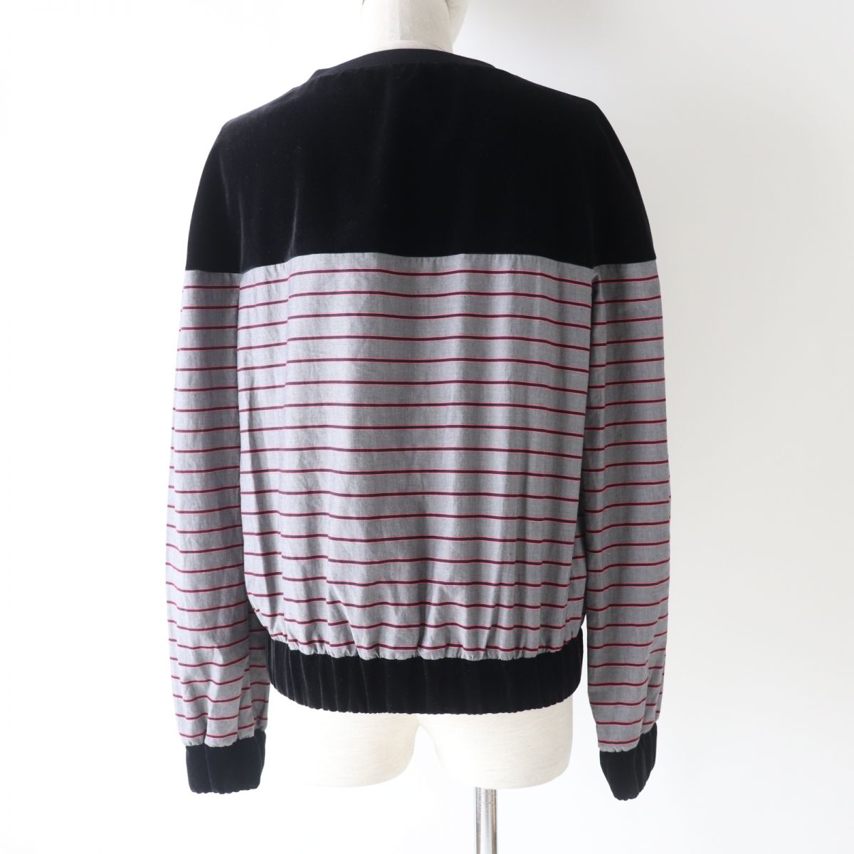 Chanel Velvet Sweatshirt Border Pattern Black Gray Pink