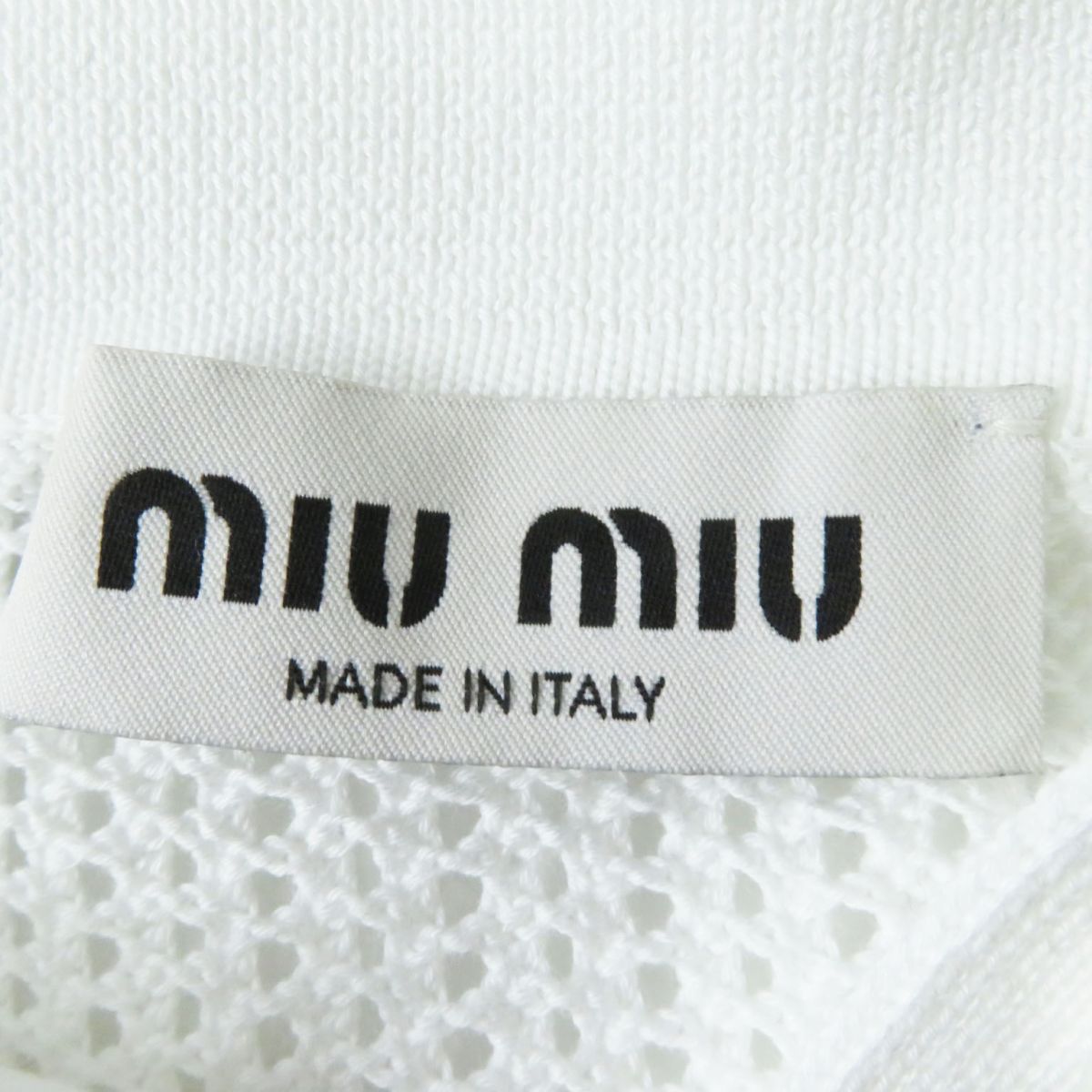 Miu Miu Women's Cotton Knit Polo Shirt White Navy