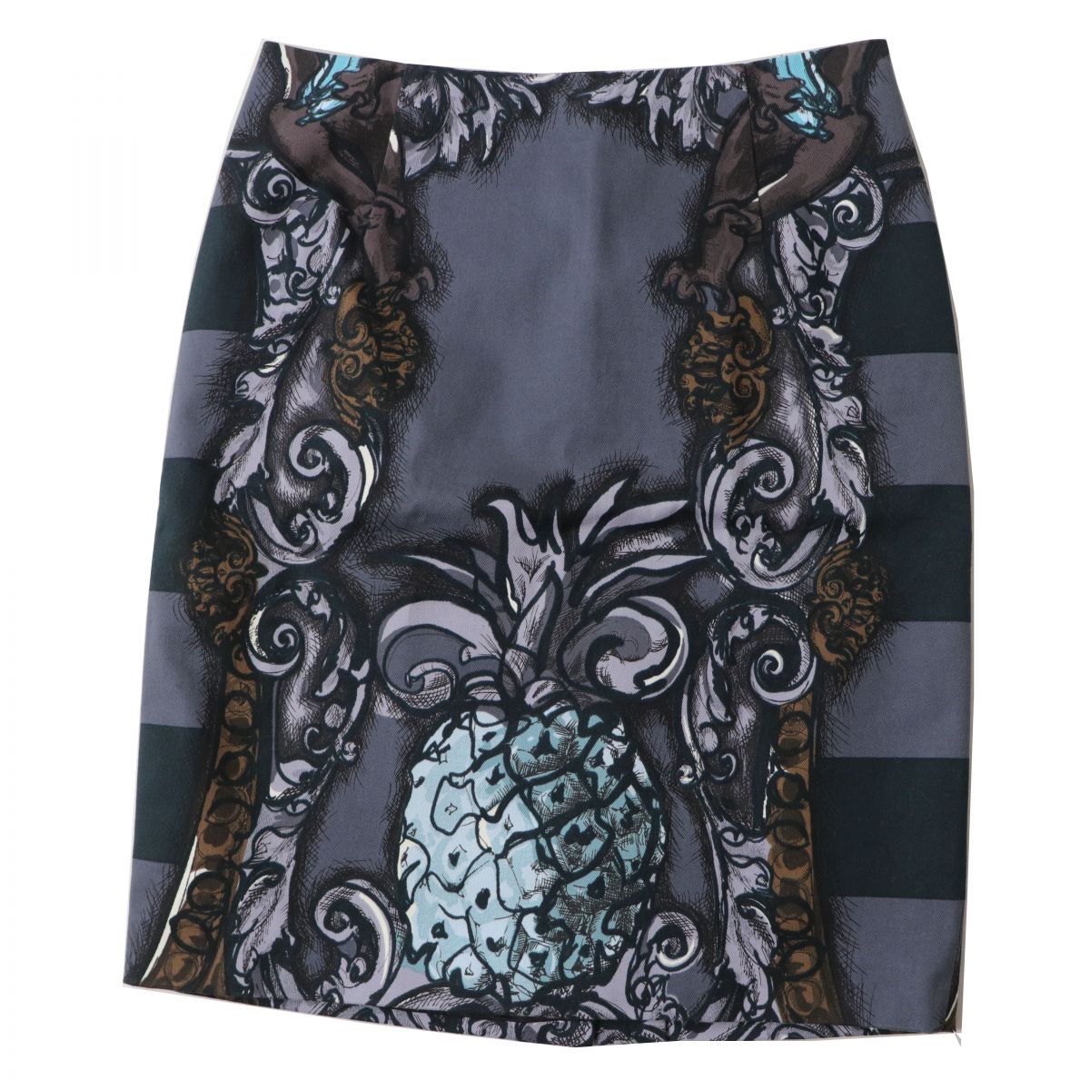 PRADA Baroque Print Cotton Knee-Length Skirt