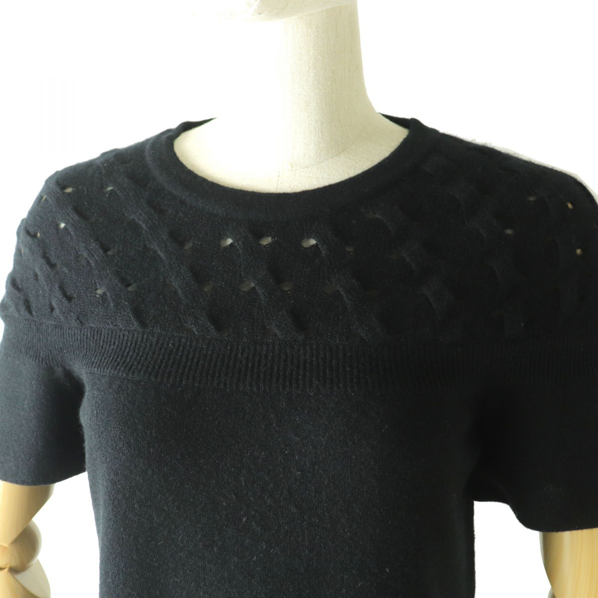 Chanel Cashmere Short Sleeve Knit Dress Black