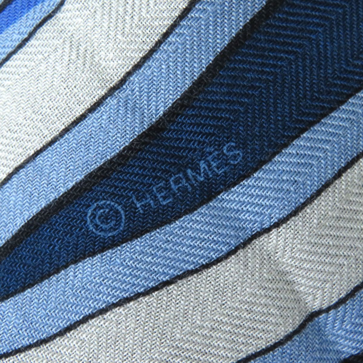 Hermes Cashmere Silk Stole Blue