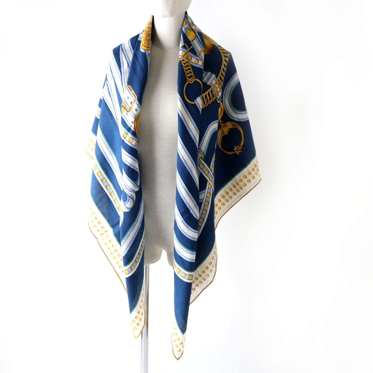 Hermes Cashmere Silk Stole Blue