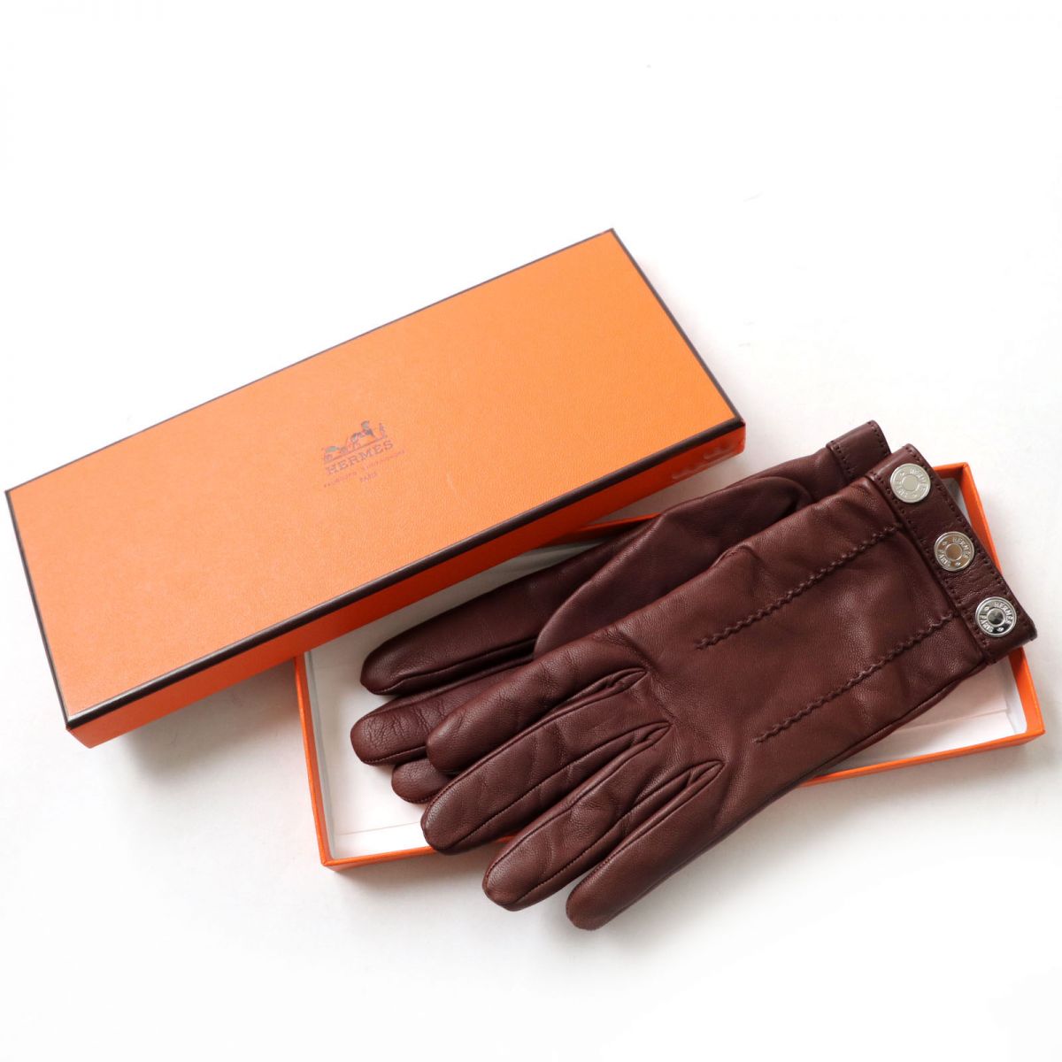 Hermes Women's Lambskin Gloves Bordeaux