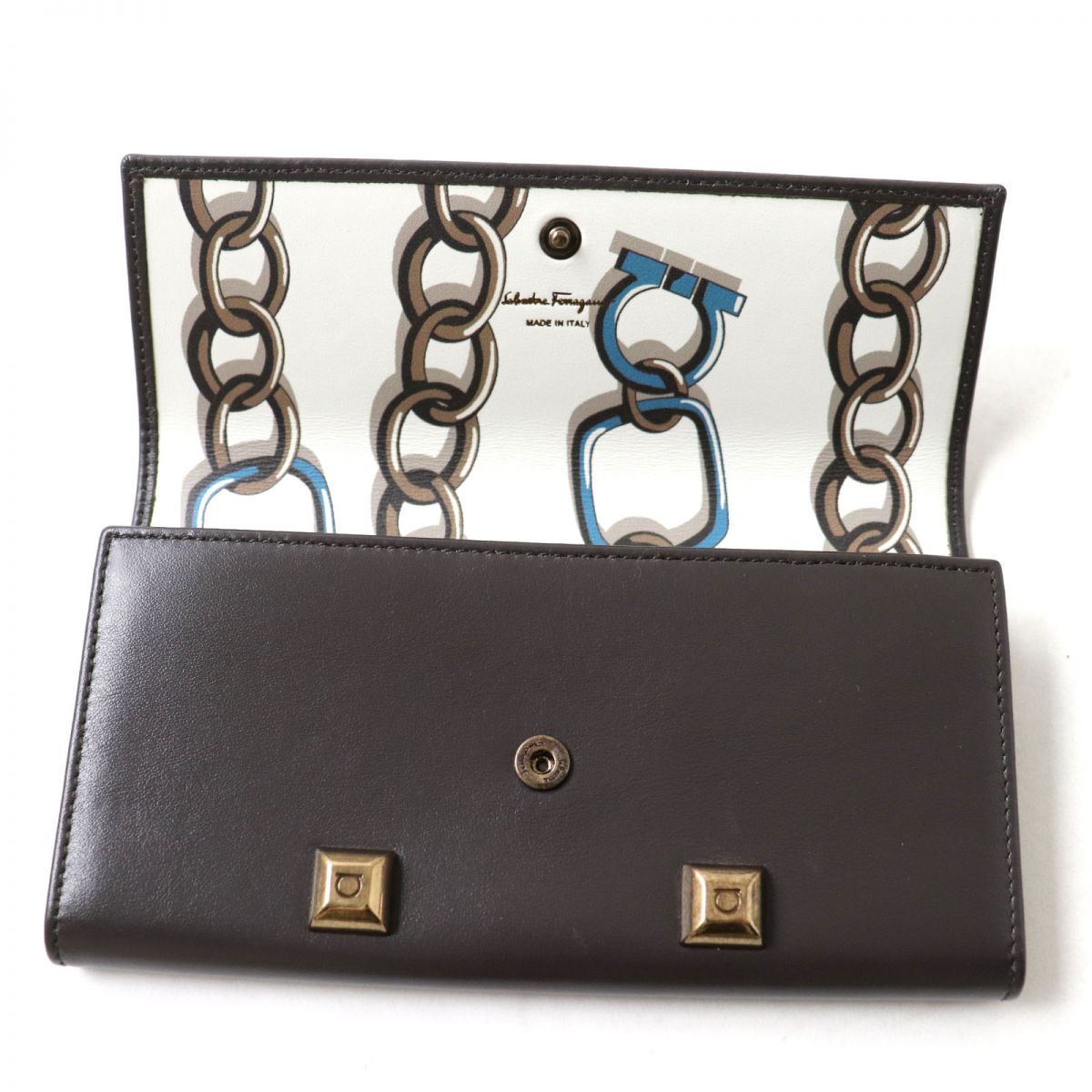 Salvatore Ferragamo Gancini Studded Leather Wallet