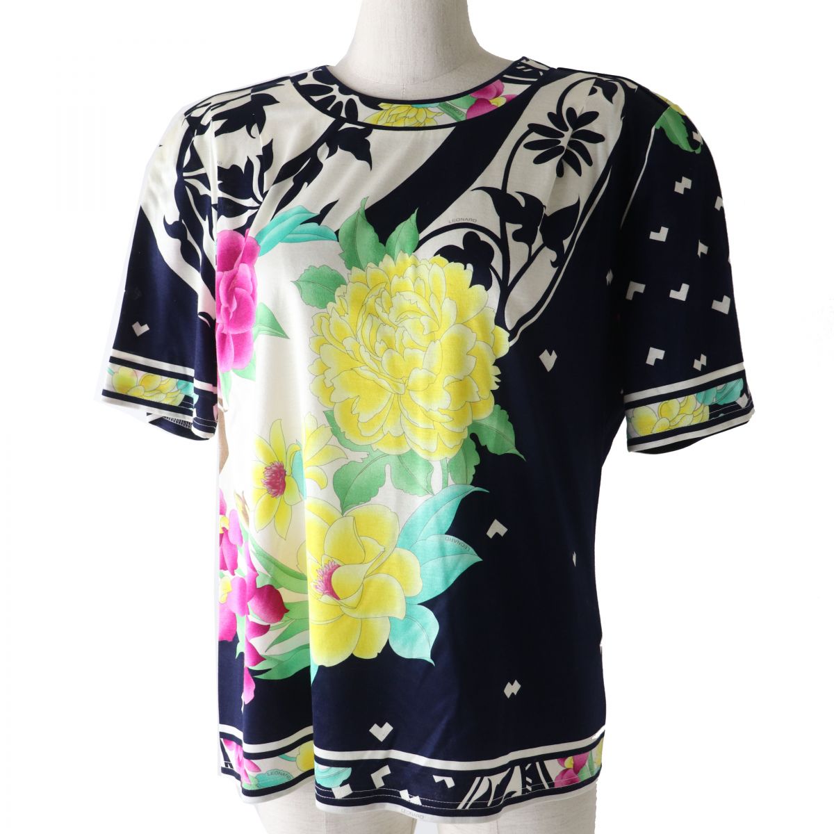 LEONARD FASHION 100% Cotton Floral T-Shirt L