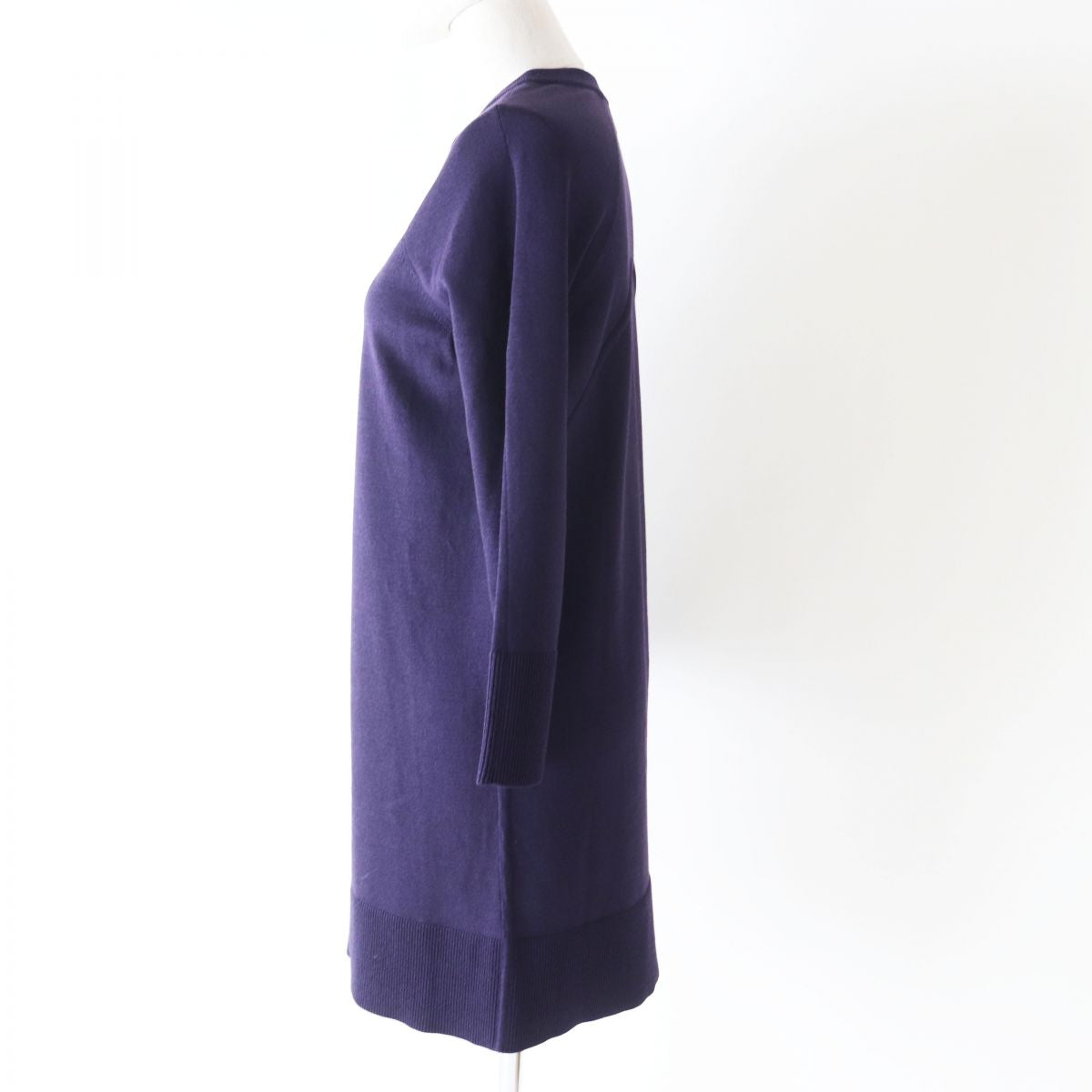 Hermes Wool V-Neck Knit Dress Purple