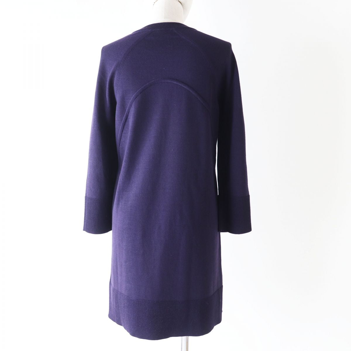 Hermes Wool V-Neck Knit Dress Purple