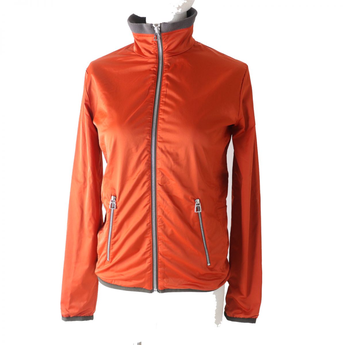 Hermes Women's Fleece Zip-up Jacket Orange Khaki