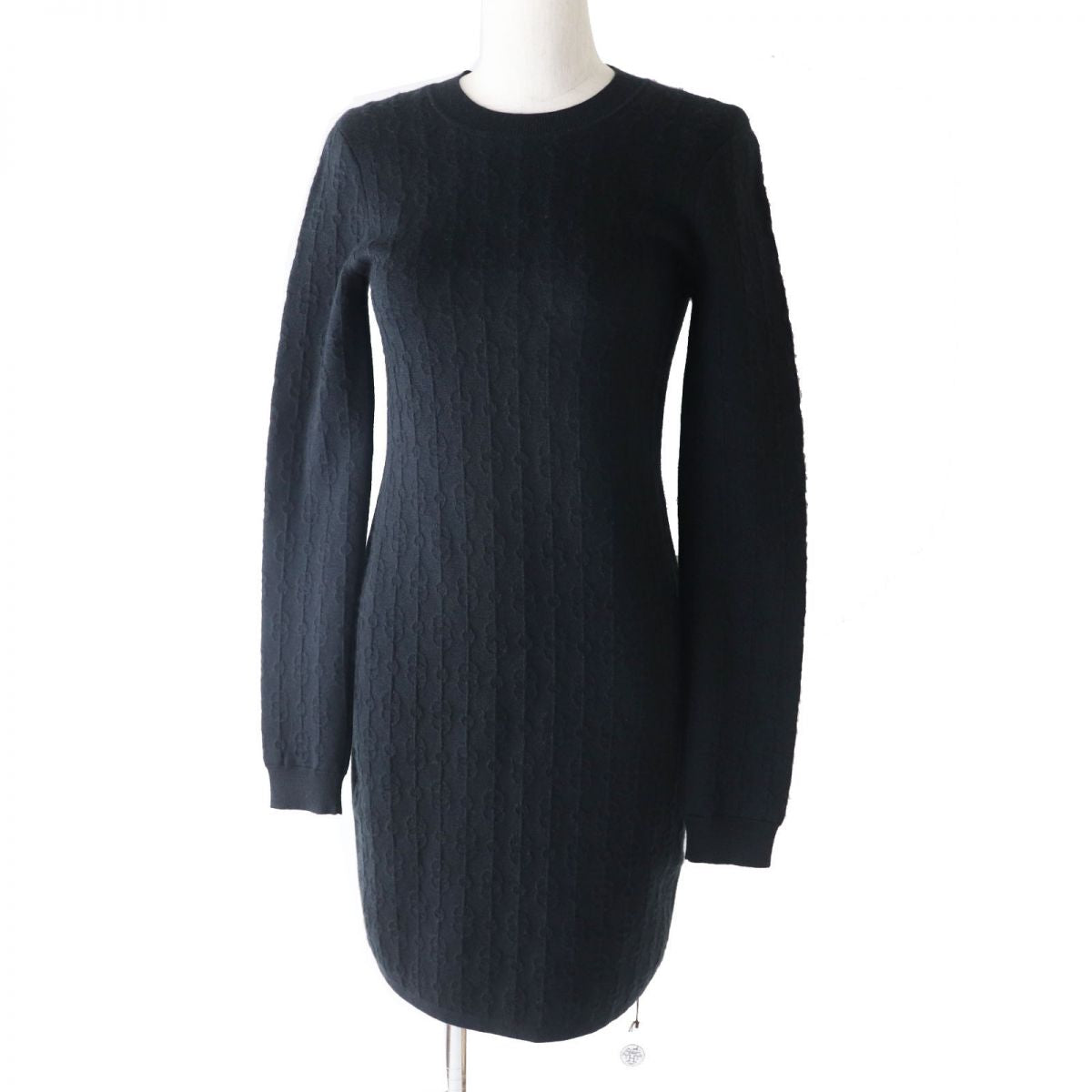 Hermes Cashmere Silk Knit Dress Black