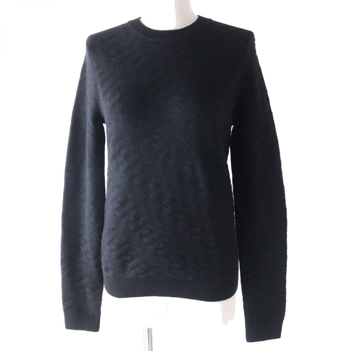 Hermes Wool H-pattern Knit Pullover Black