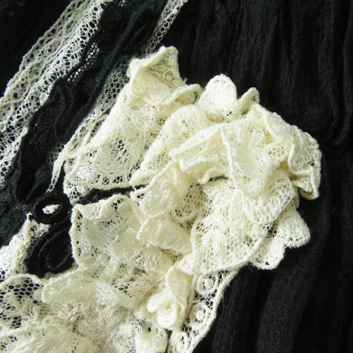 Chanel Women's Lace Tulle Flare Skirt Black White