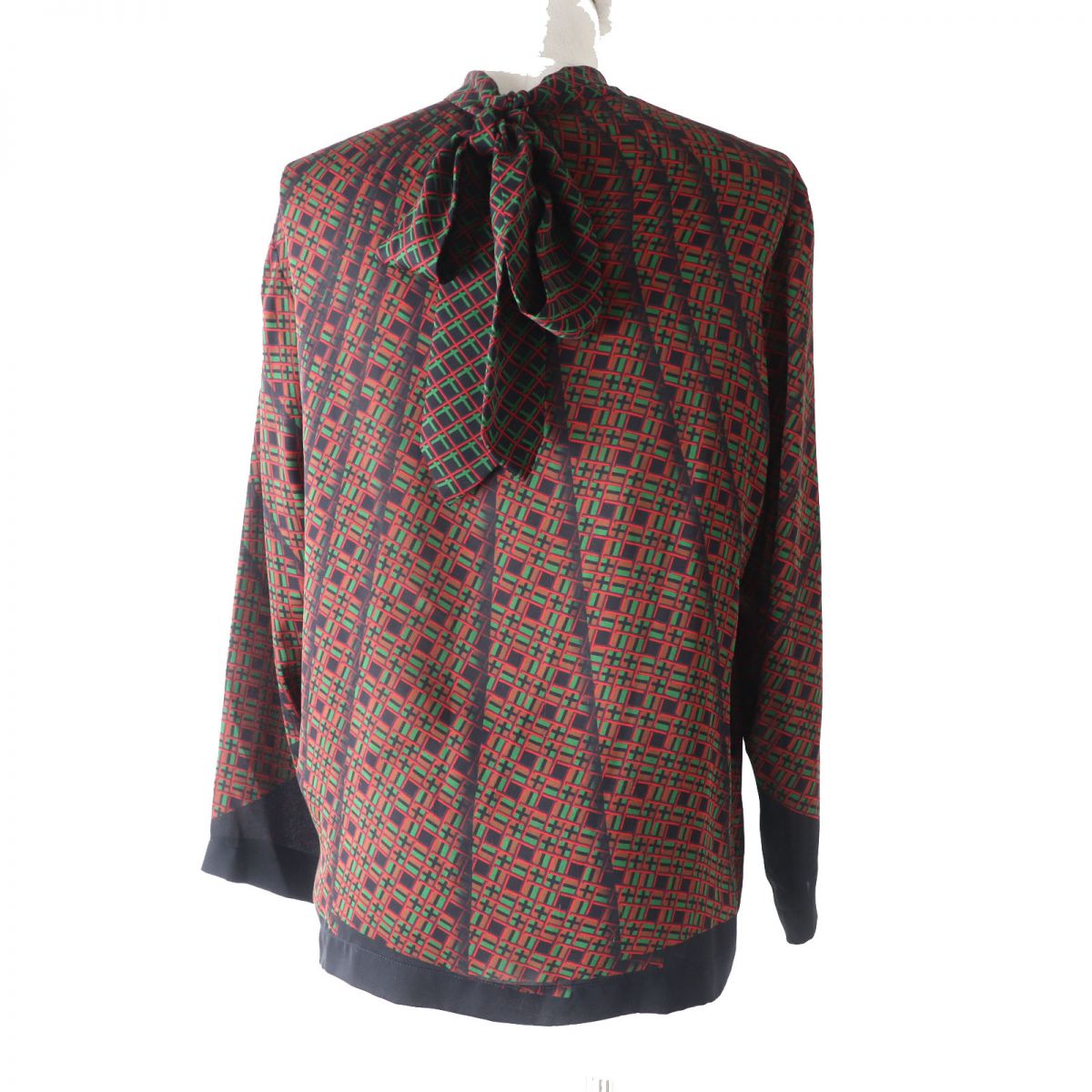 Hermes Silk Bow Ribbon Blouse Multicolor 38