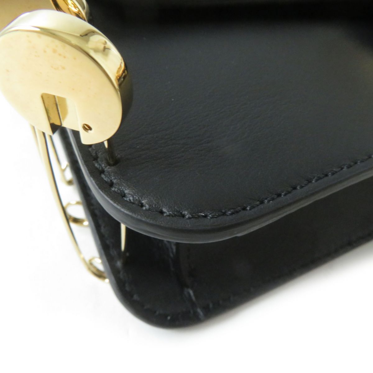 Fendi Versace 2WAY Baguette Bag Black Gold