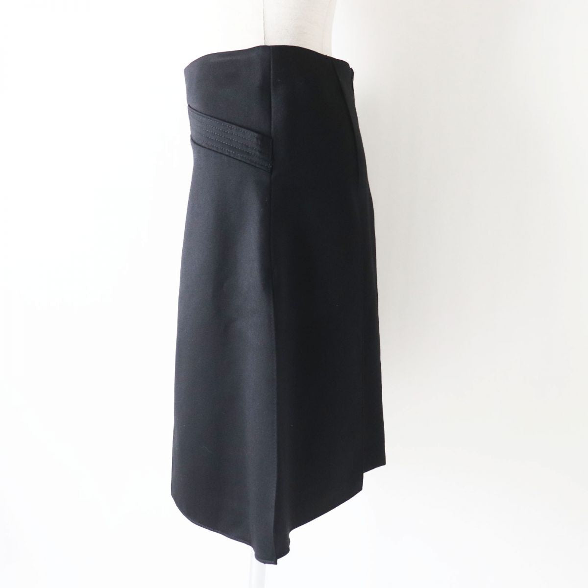 Chanel COCO Mark Flared Skirt Black Silk