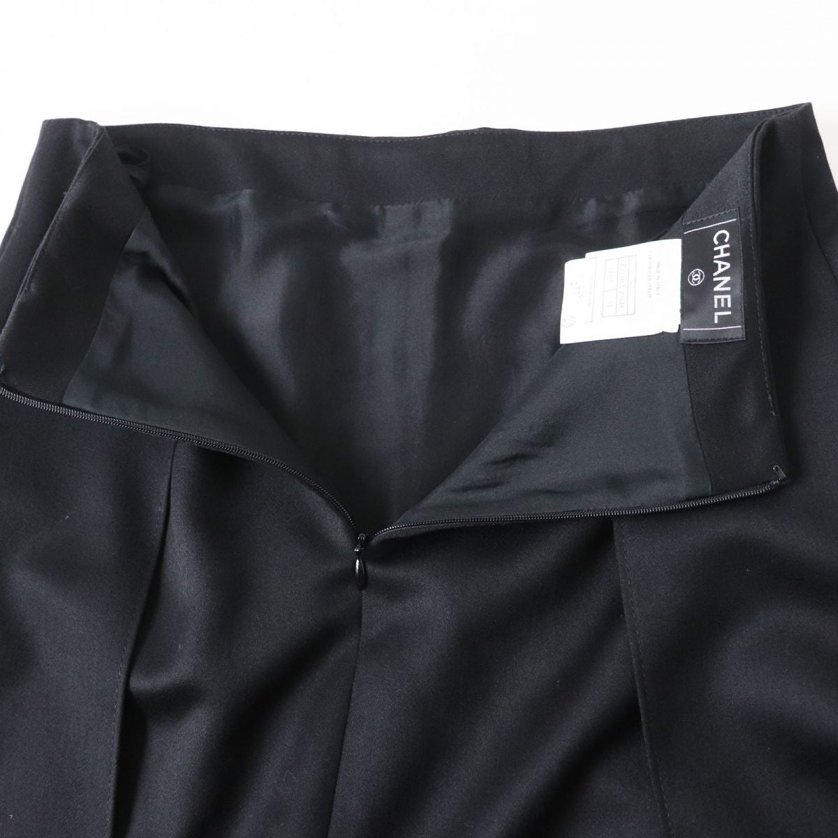 Chanel COCO Mark Flared Skirt Black Silk