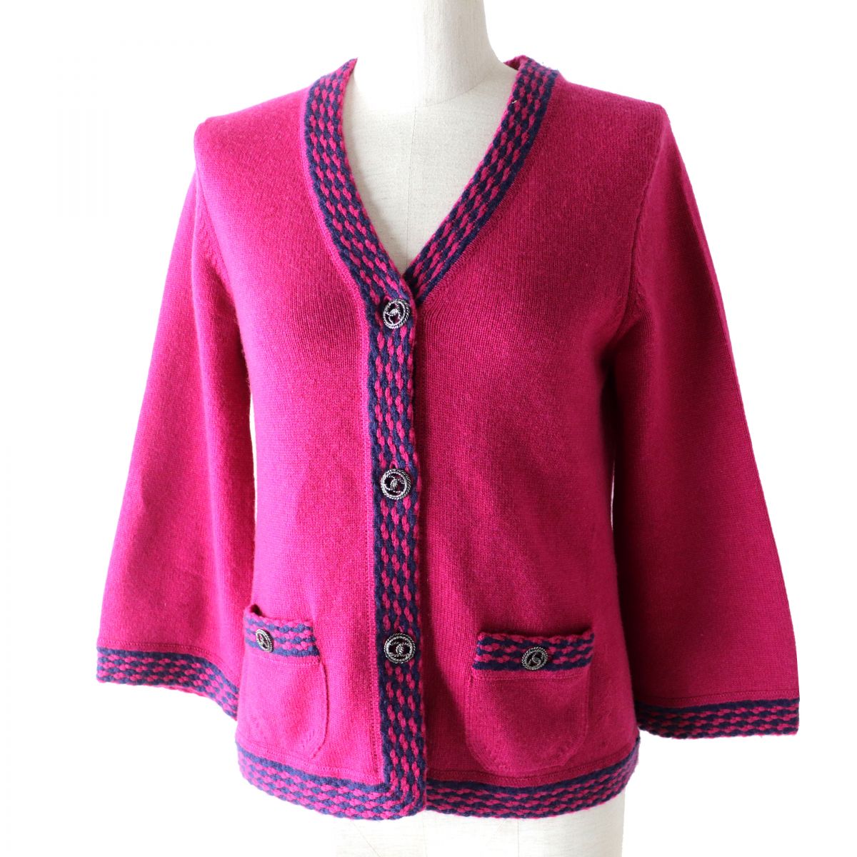 Chanel Cashmere Bicolor Knit Cardigan