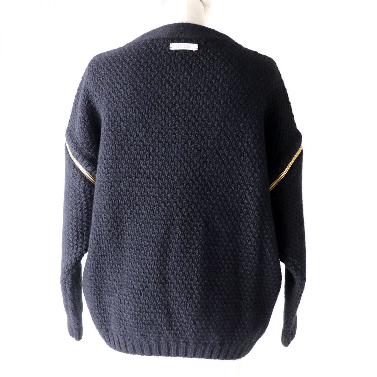 Gucci Wool Detachable Sleeve Knit Sweater Black S