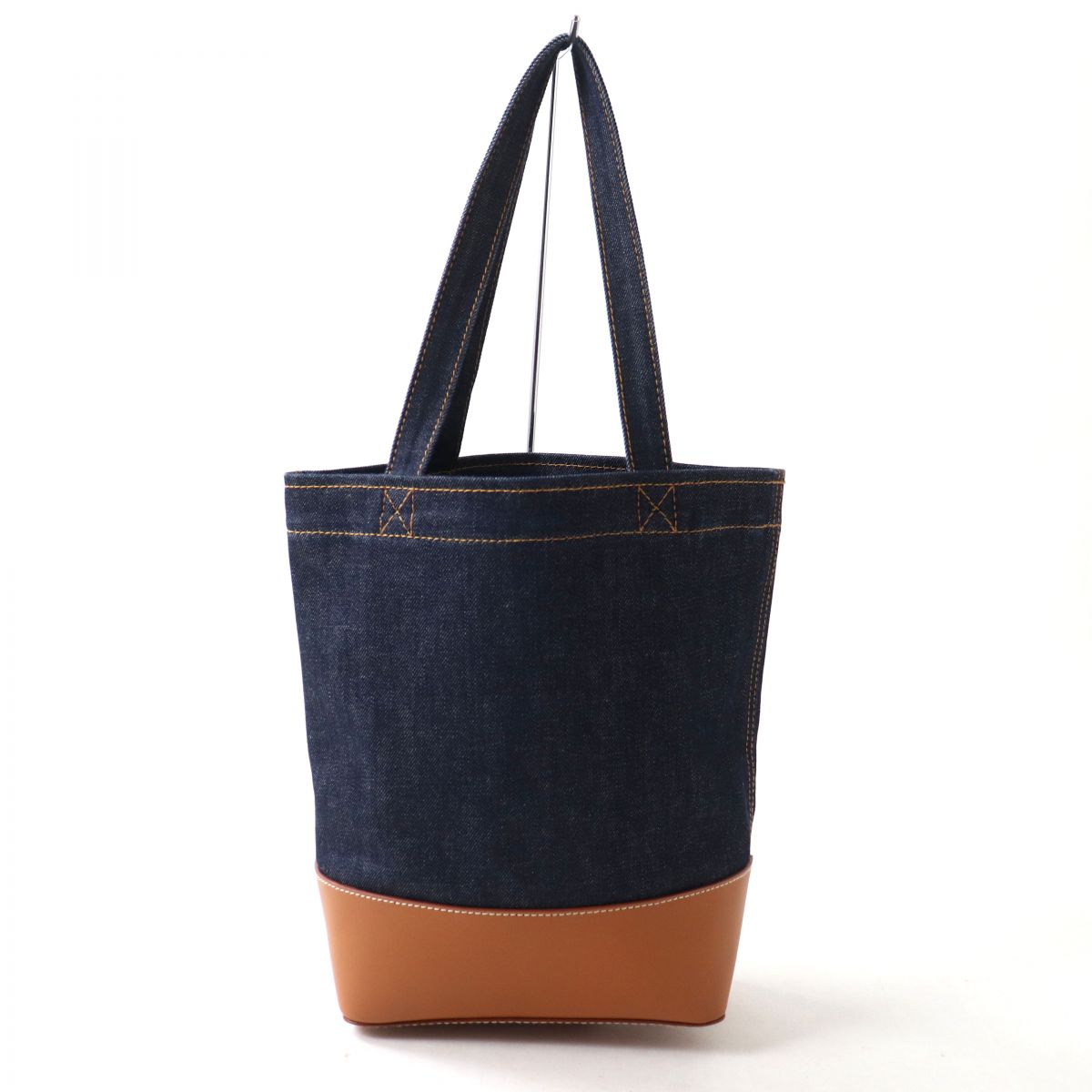 A.P.C Axelle Denim Leather Tote Shoulder Bag