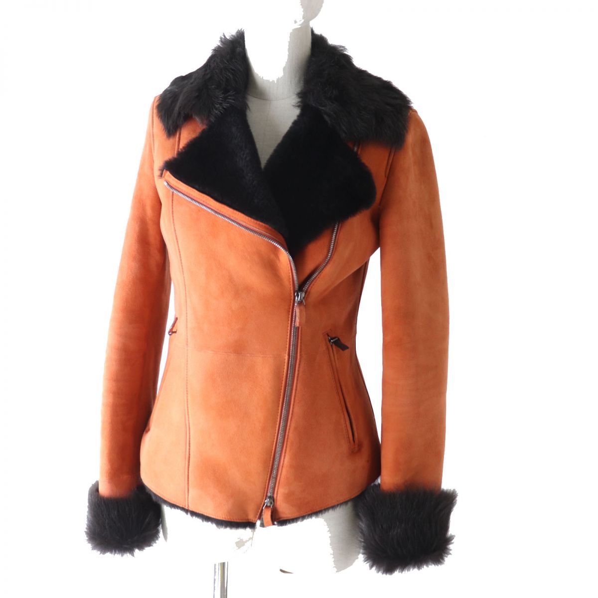 Armani Shearling Rider Jacket Orange