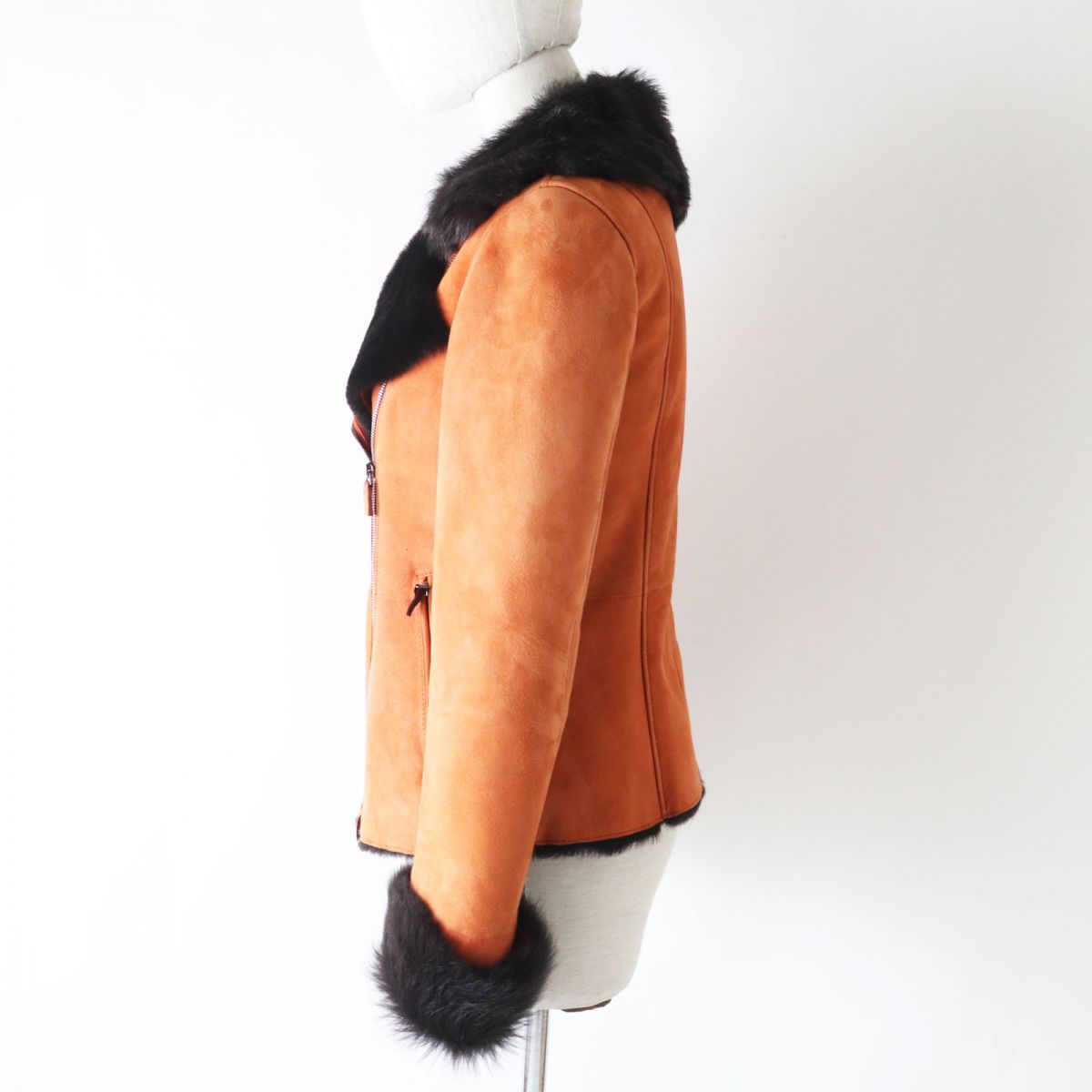 Armani Shearling Rider Jacket Orange