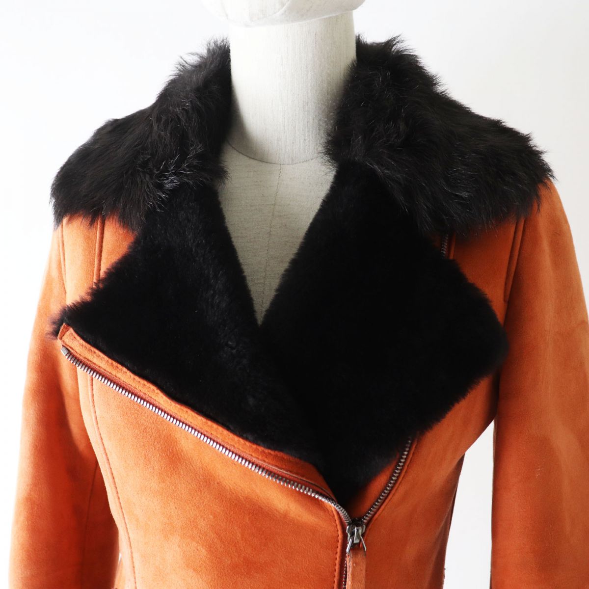 Armani Shearling Rider Jacket Orange