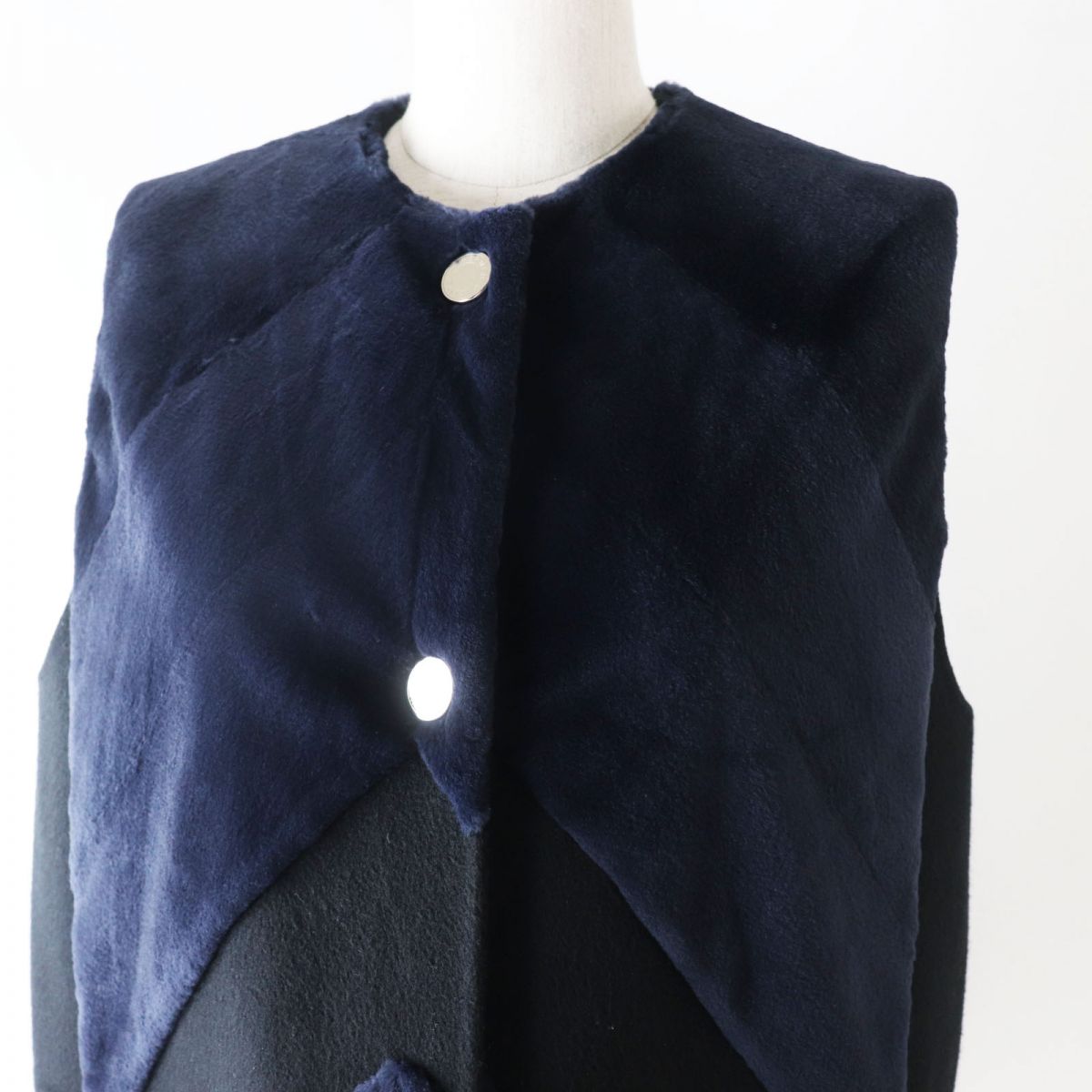 Hermes Women's Sheared Mink Cashmere Vest Navy 36