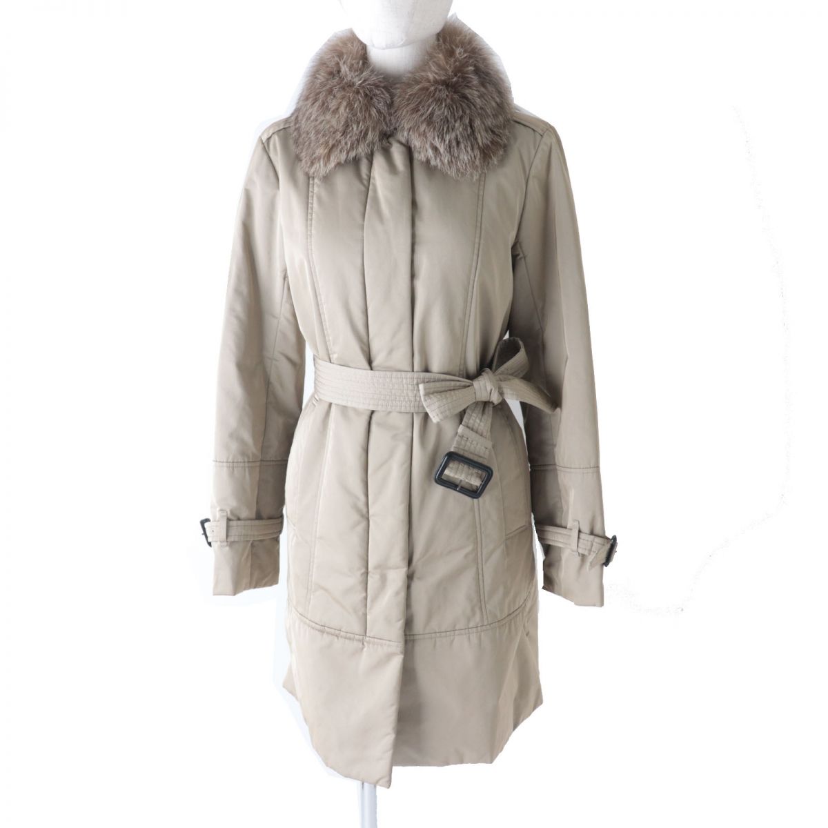 Burberry Fox Fur Quilted Coat Beige